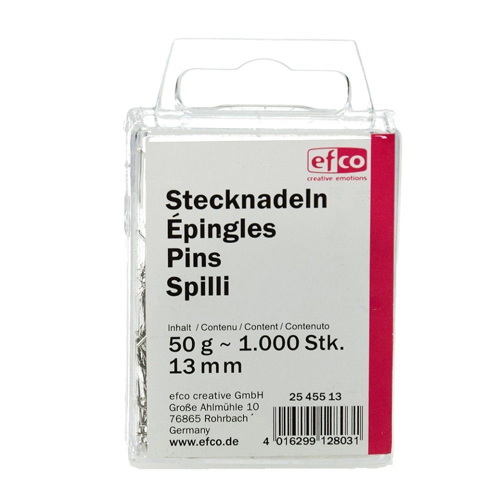 efco creative Stecknadeln Pailletten Eisen, 13 mm, 50 g ca. 1.000 Stk. vernickelt, 1000 St., Bastel Artikel