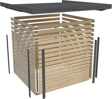 Karibu Gartenhaus "Plutino D" SET, Anbaudach 3 m Breite, BxT: 271x271 cm, wassergrau-weiß, -staubgrau oder -anthrazit