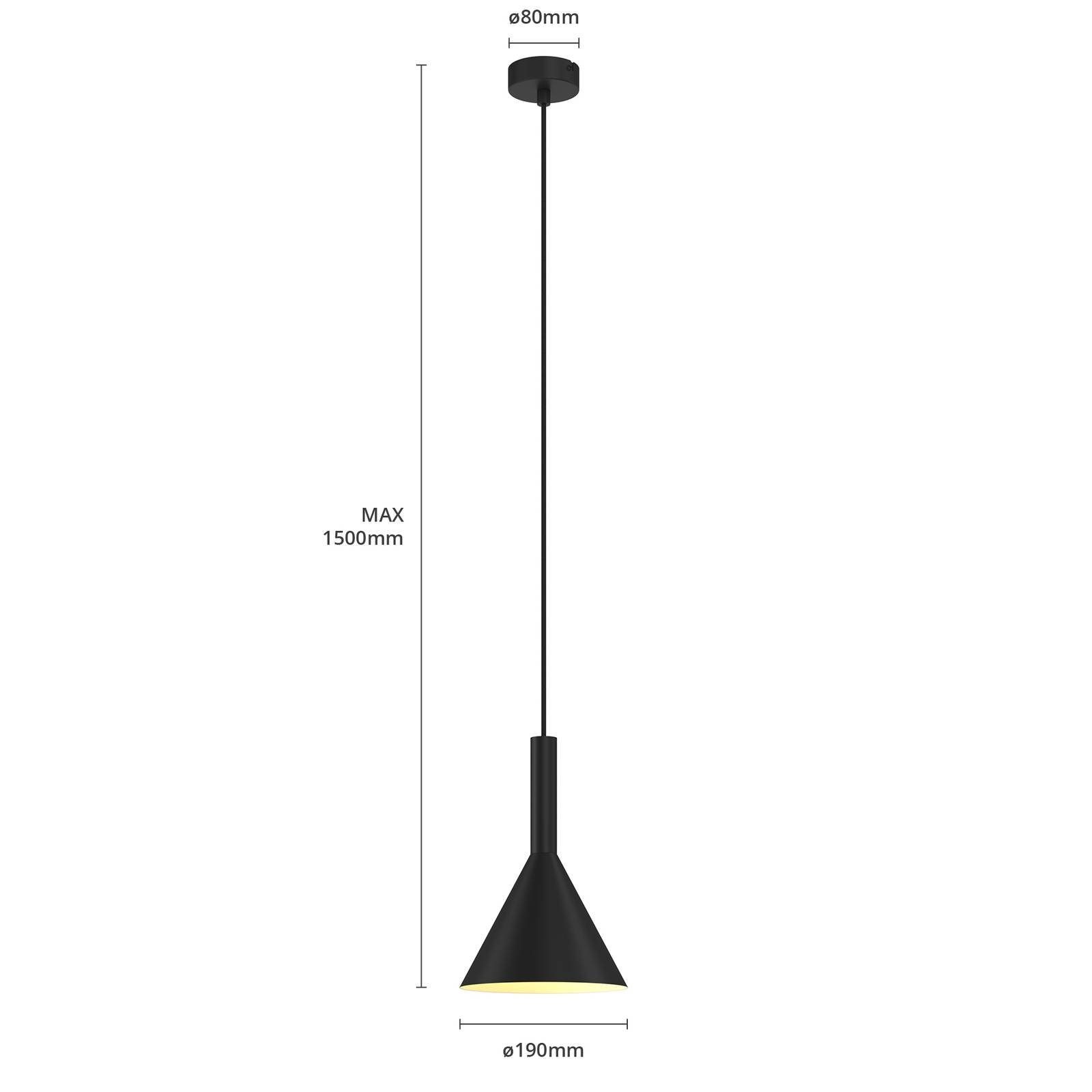 Arcchio Hängeleuchte Tadej, Deckenlampe dimmbar, Schwarz, 1 nicht Leuchtmittel Modern, E27, flammig, weiß, inklusive, Stahl