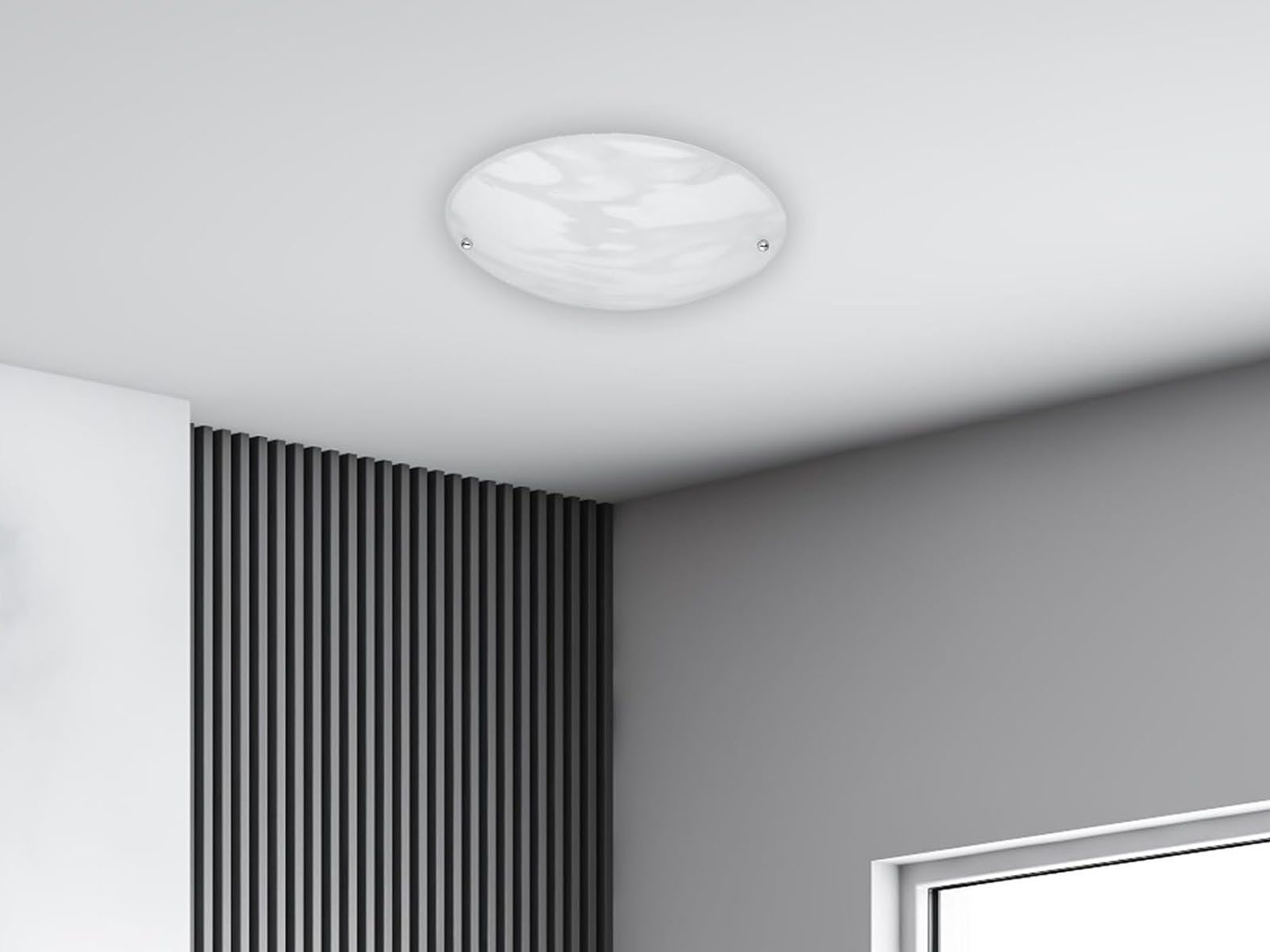 TRIO Leuchten LED Deckenleuchte rund, Alabaster Glas Lampenschirm Ø25cm, Leuchtmittel dimmbar, LED wechselbar, Warmweiß, klein-e Deckenlampe flach, Deckenbeleuchtung mit E27 Leuchtmittel