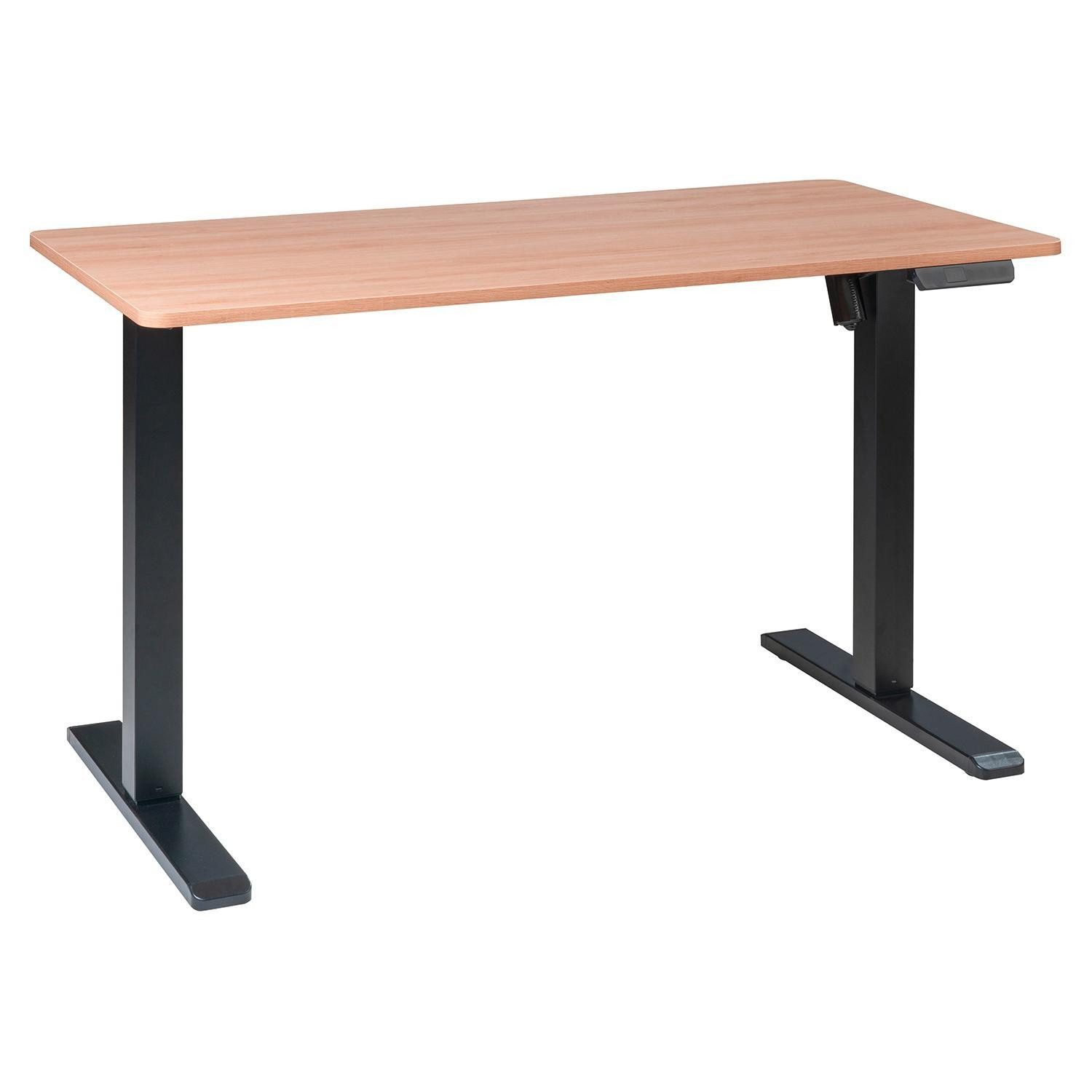 casa NOVA Schreibtisch AJUNA, Eiche Dekor, Schwarz, Metallgestell, Höhenverstellbar, B 120 x H 73 - 118 x T 60 cm