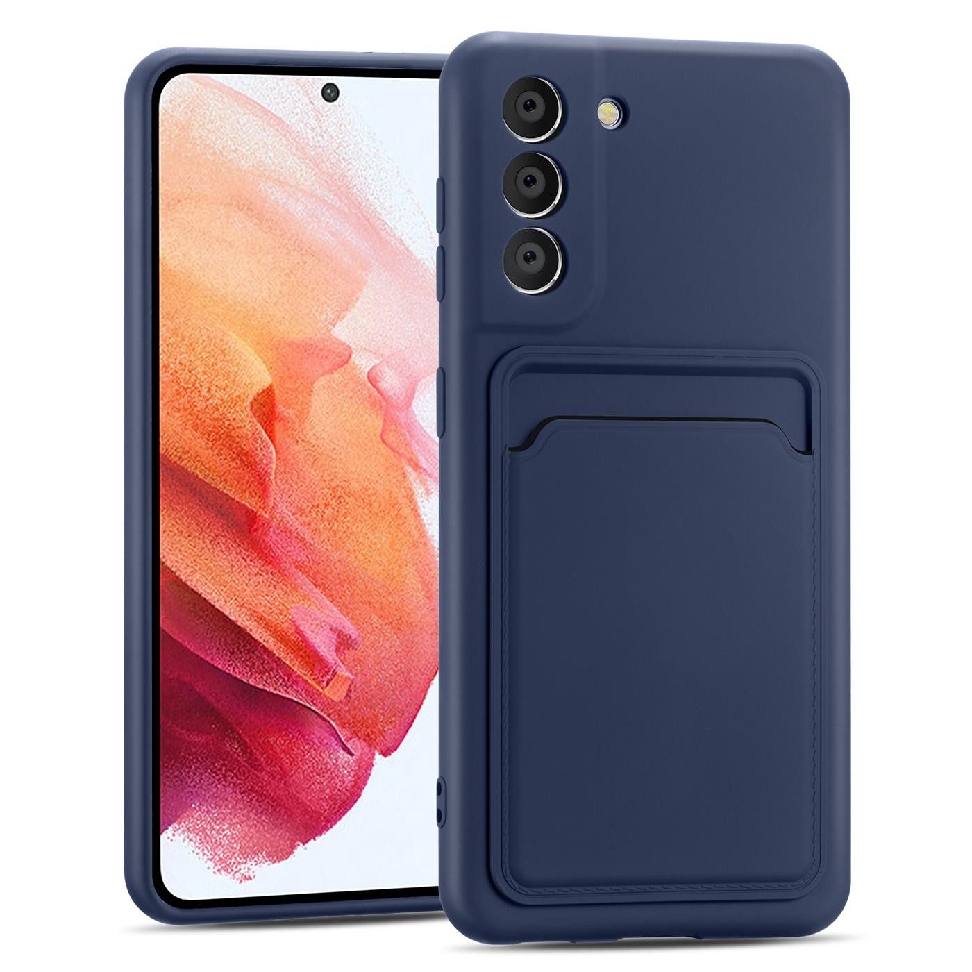 CoolGadget Handyhülle Schutzhülle mit Kartenfach für Samsung Galaxy S21 6,2 Zoll, Silikon Case Slim TPU Cover Tasche mit Aufbewahrung EC Karte Ausweis