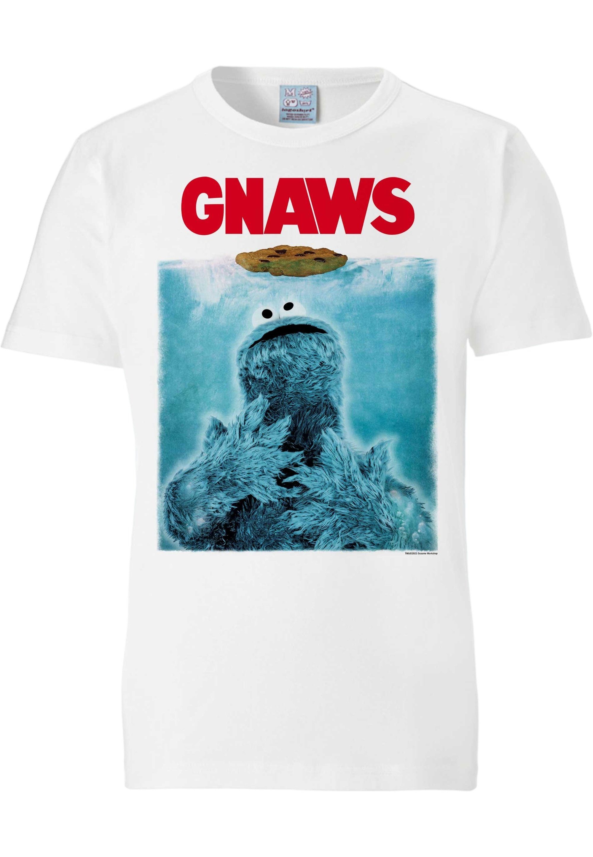 LOGOSHIRT T-Shirt Sesamstrasse Krümelmonster mit bequemem Crew Neck