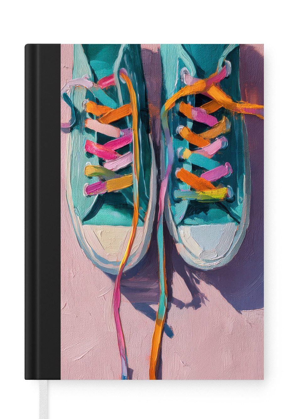 MuchoWow Notizbuch Turnschuhe - Schnürsenkel - Bunt - Farbton, Notebook, Notizblock a5, Tagebuch, Journal Liniert