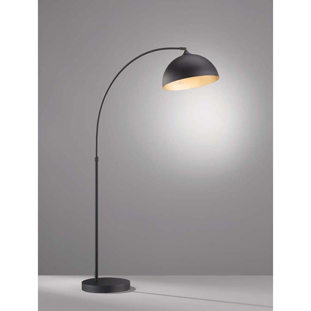 FISCHER & HONSEL Stehlampe, Leuchtmittel nicht inklusive, Bogenleuchte Stehlampe Leuchte schwarz gold Wohnzimmerlampe