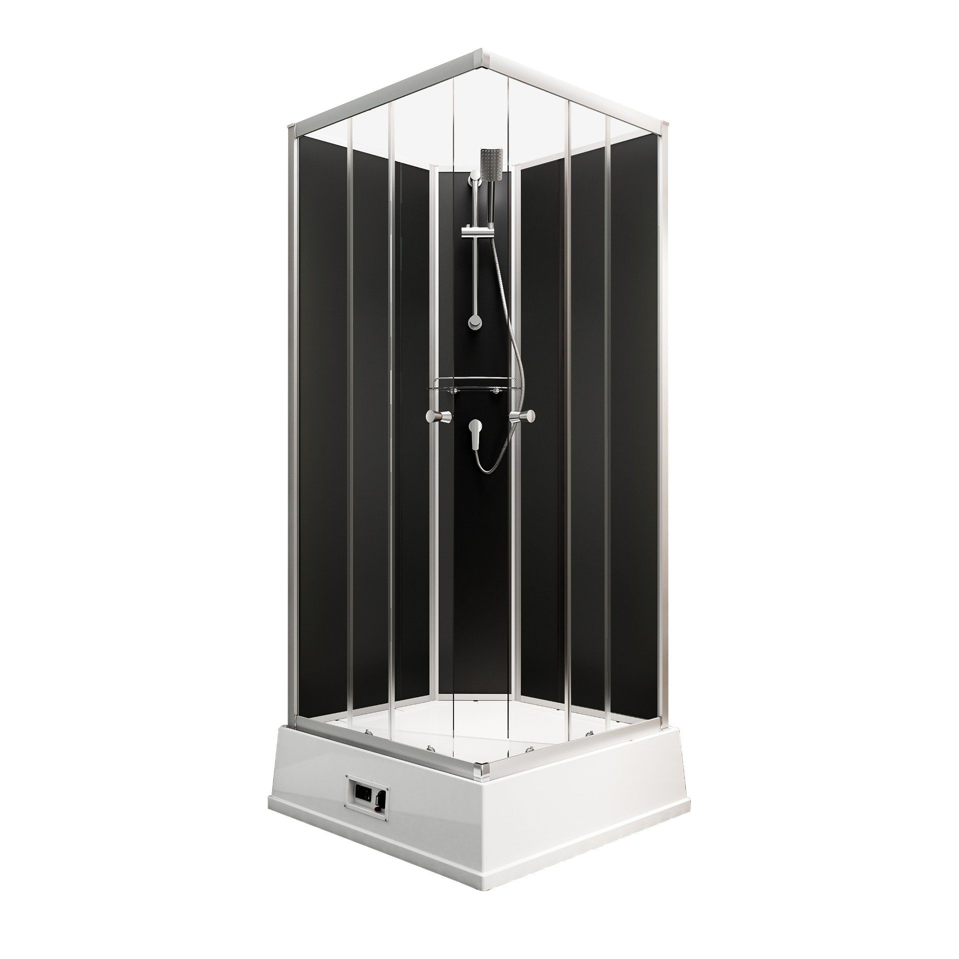 Schulte Komplettdusche Korfu II, BxT: 94x94 cm, 5 mm Sicherheitsglas, Komplett-Set, inkl. Boiler und Pumpe, Eckdusche, Schiebetür