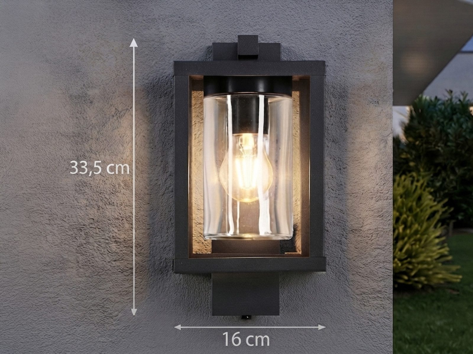 TRIO Leuchten LED Außen-Wandleuchte inkl. E27 LED, Höhe 33cm, Dämmerungssensor, LED wechselbar, warmweiß, Wand Außenleuchte, Fassadenbeleuchtung Hauswand Haustü – Bild 4 von 5