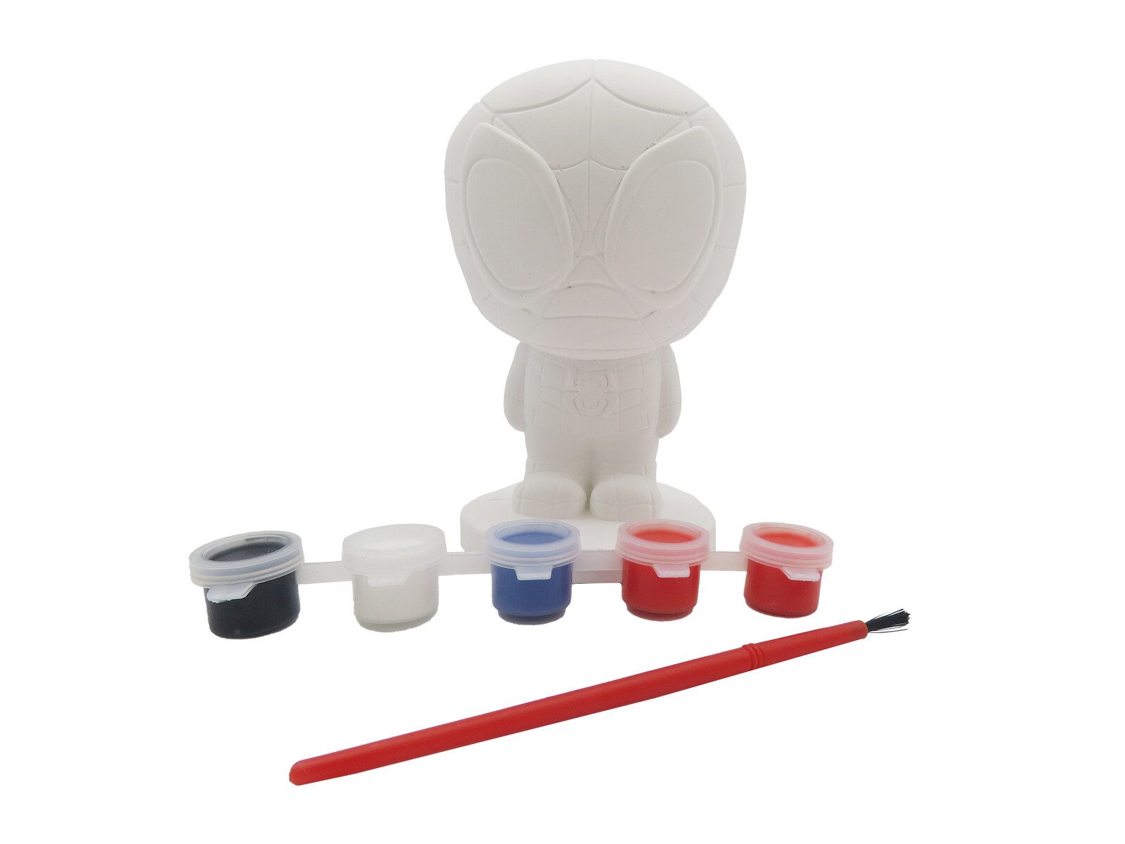 MARVEL Malvorlage Spidey Gipsfigur zum Bemalen Kinder Bastelset mit 5 Farben und Pinsel