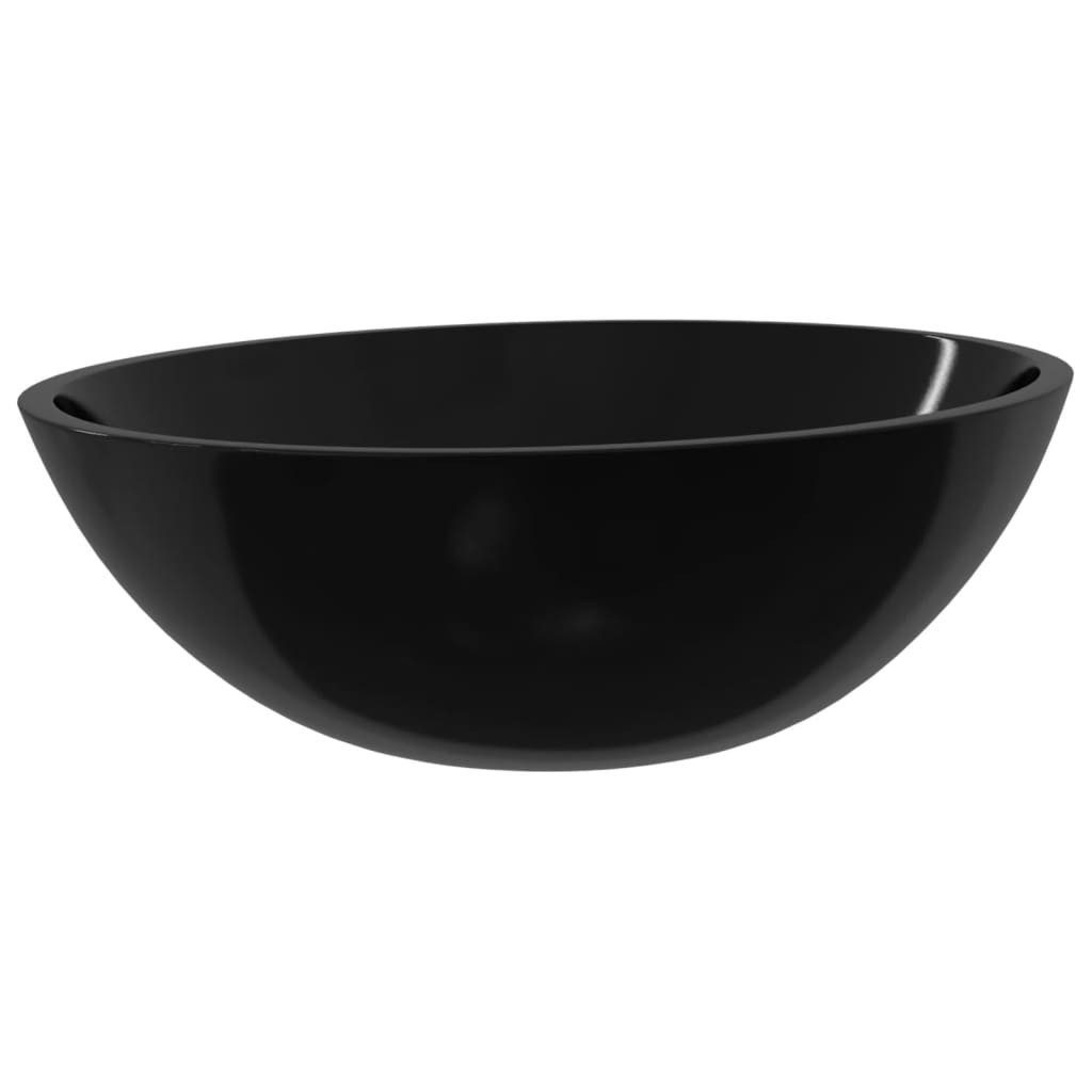 vidaXL Waschbecken Waschbecken Glas 50x37x14 cm Schwarz