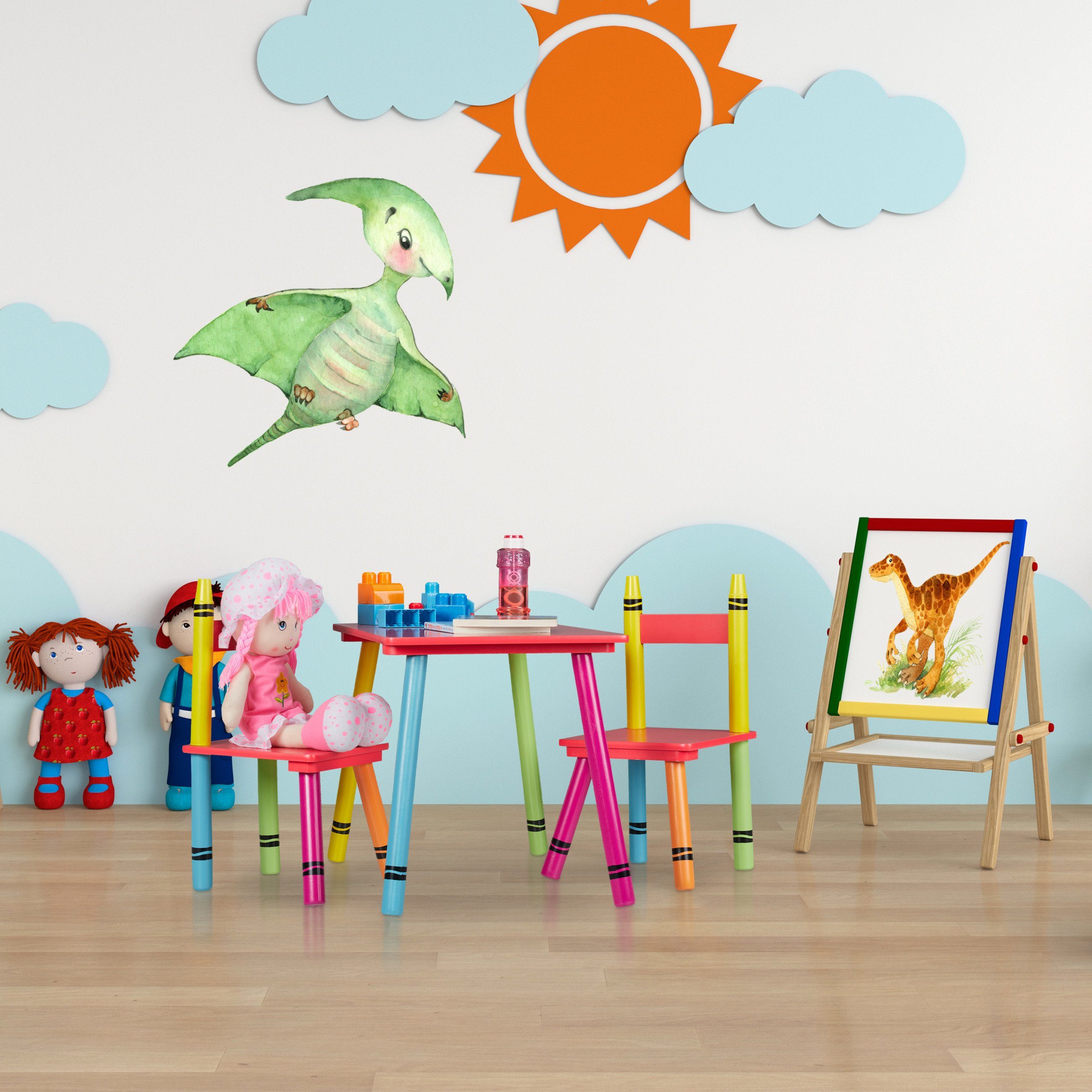 relaxdays Kindersitzgruppe 3-teilige Kindersitzgruppe bunt