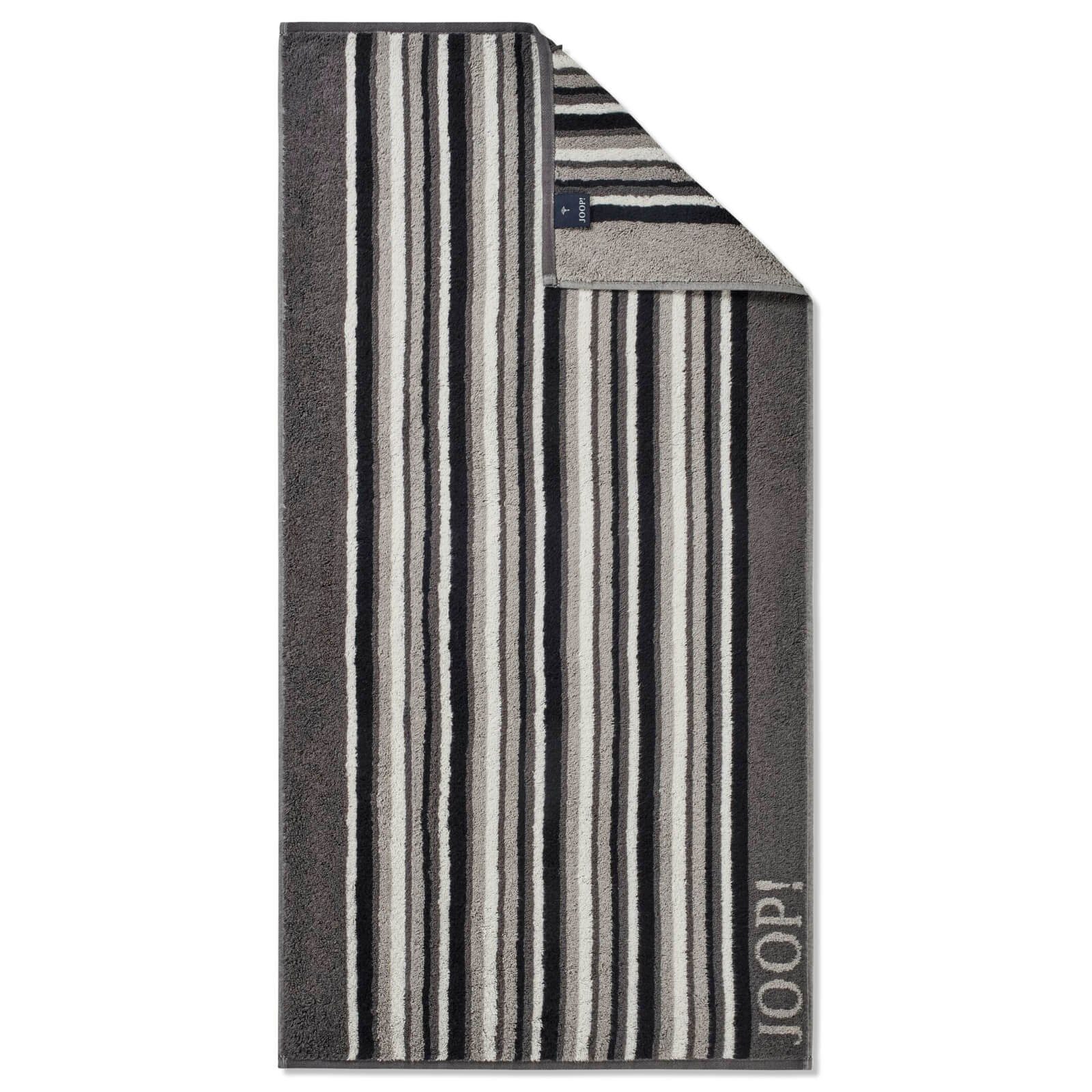 JOOP! Handtuch Handtuch Move Stripes Anthrazit 1692 77, Walkfrottier (1-St), Wendeoptik, Logo, Streifen