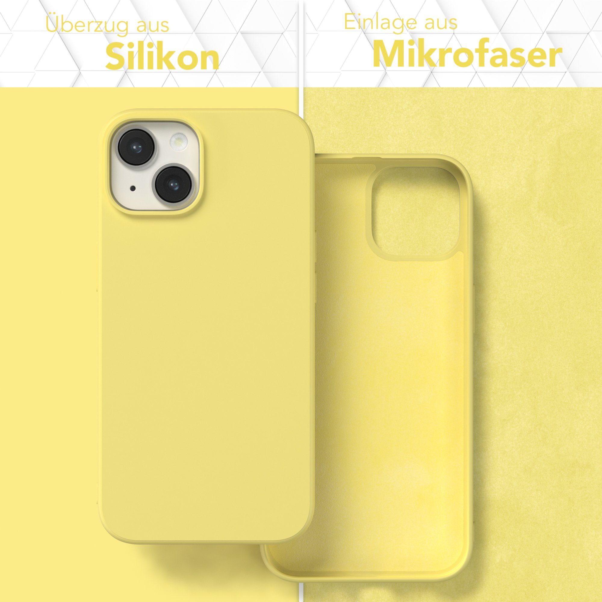 EAZY CASE Handyhülle für Apple iPhone 14 Hülle Silikon 6,1 Zoll, Handy Softcase stoßfest Hülle mit Kameraschutz bumper tpuhülle Gelb