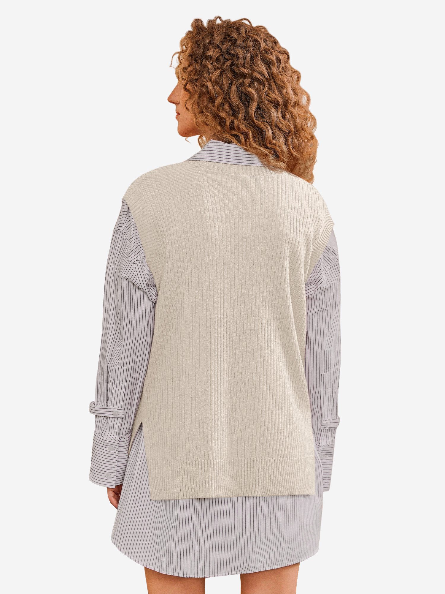 Imily Bela Strickweste Damen Ärmelloses Pullover weste (Packung, 1-tlg., 1per-Pack) Seitenschlitze