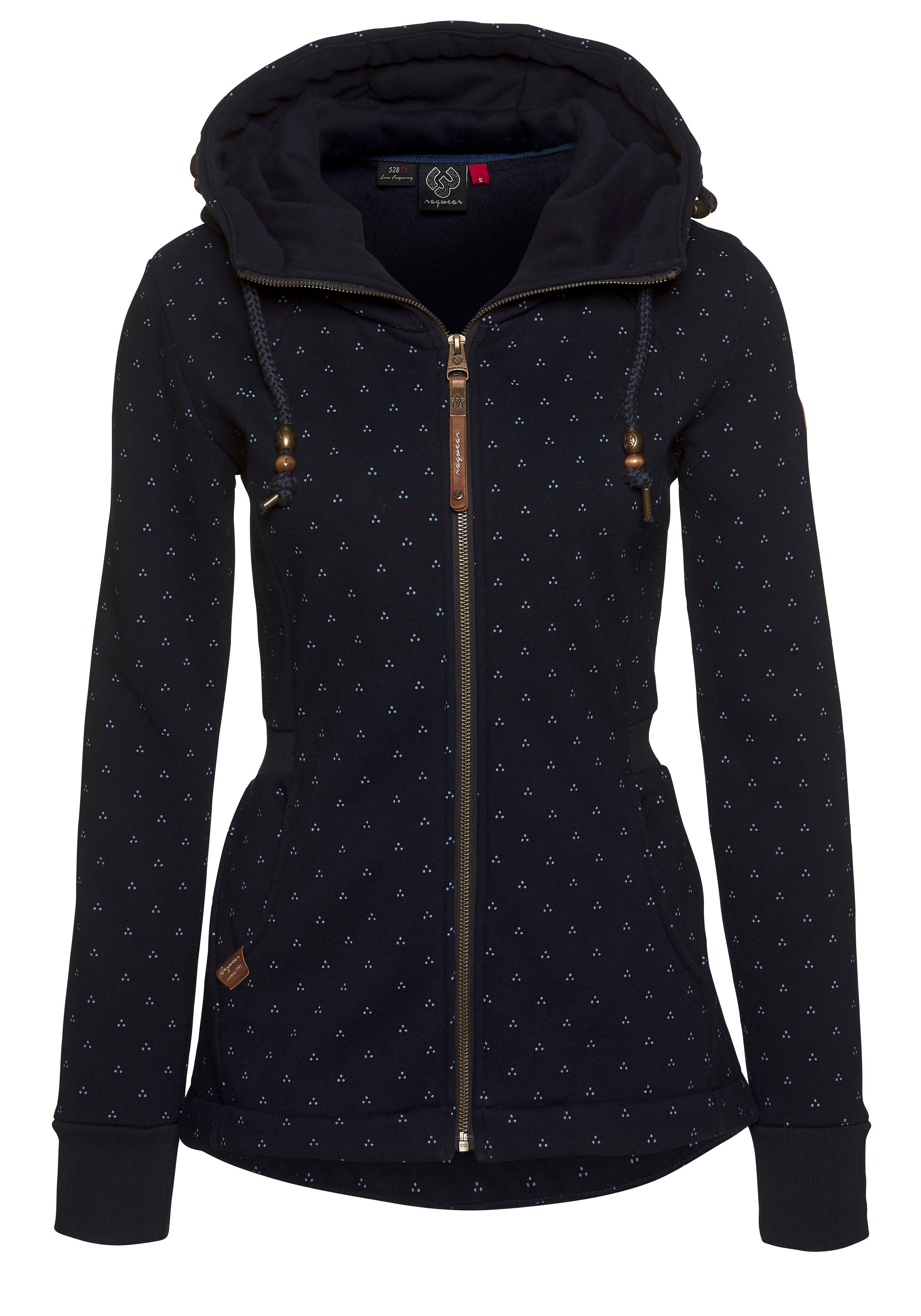Ragwear Sweatjacke »LAMAD DOTS«, Vegan hergestellte Kapuzen-Sweatshirtjacke \