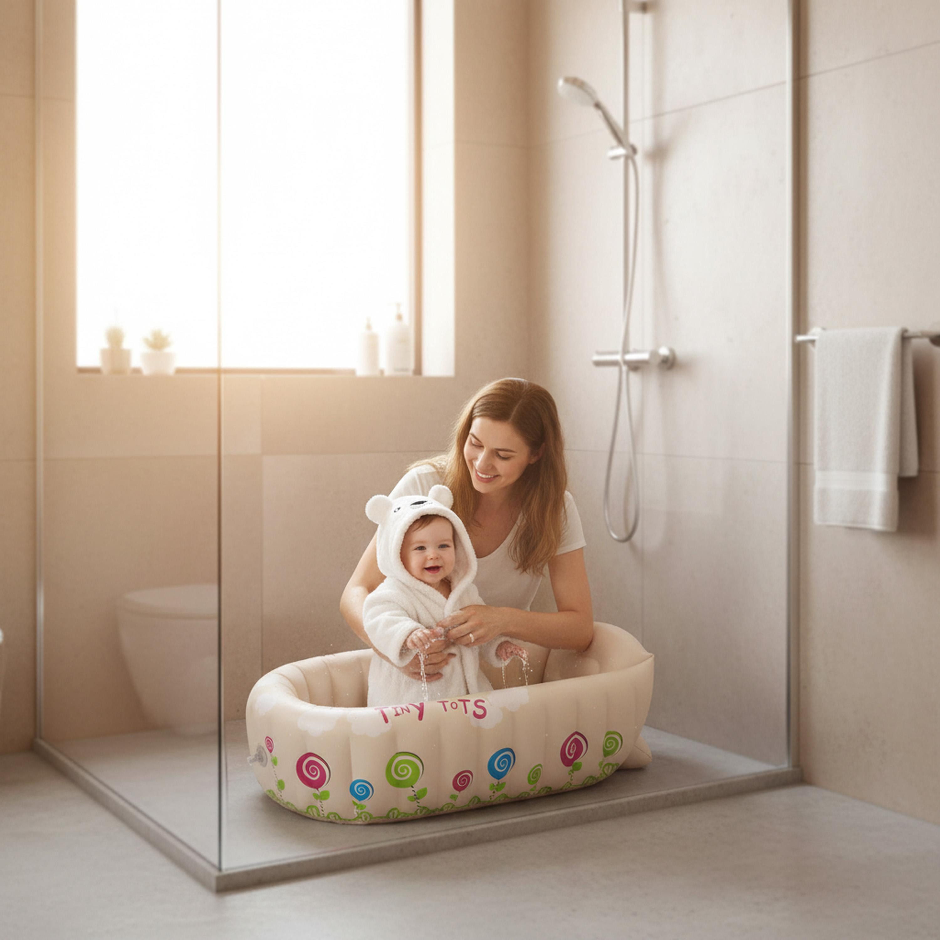 SunClub Babybadewanne aufblasbare Baby Badewanne "Tiny Tots" 91x61x29 cm, (Planschbecken oder Badewanne für Babys, 1-tlg), mit Temperatur-Kontrollfeld