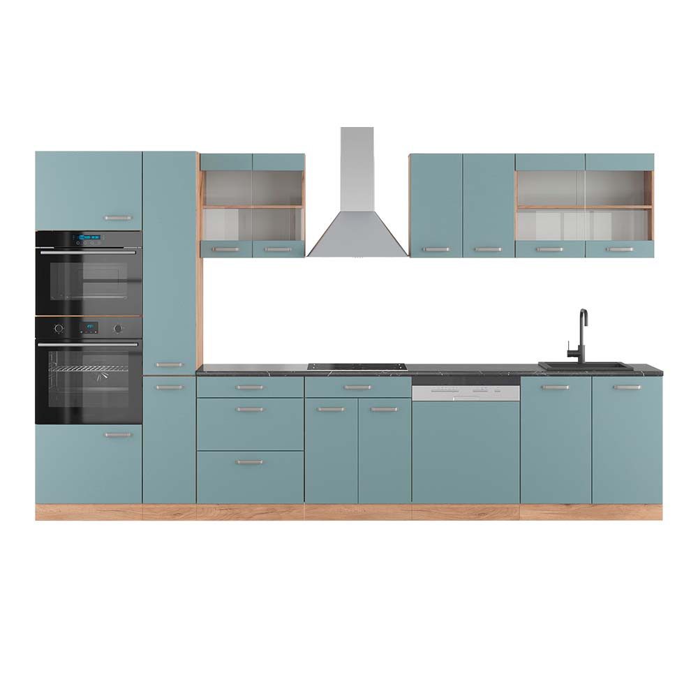 Vicco Küchenzeile R-Line, Blau-Grau/Goldkraft Eiche, 350 günstig online kaufen