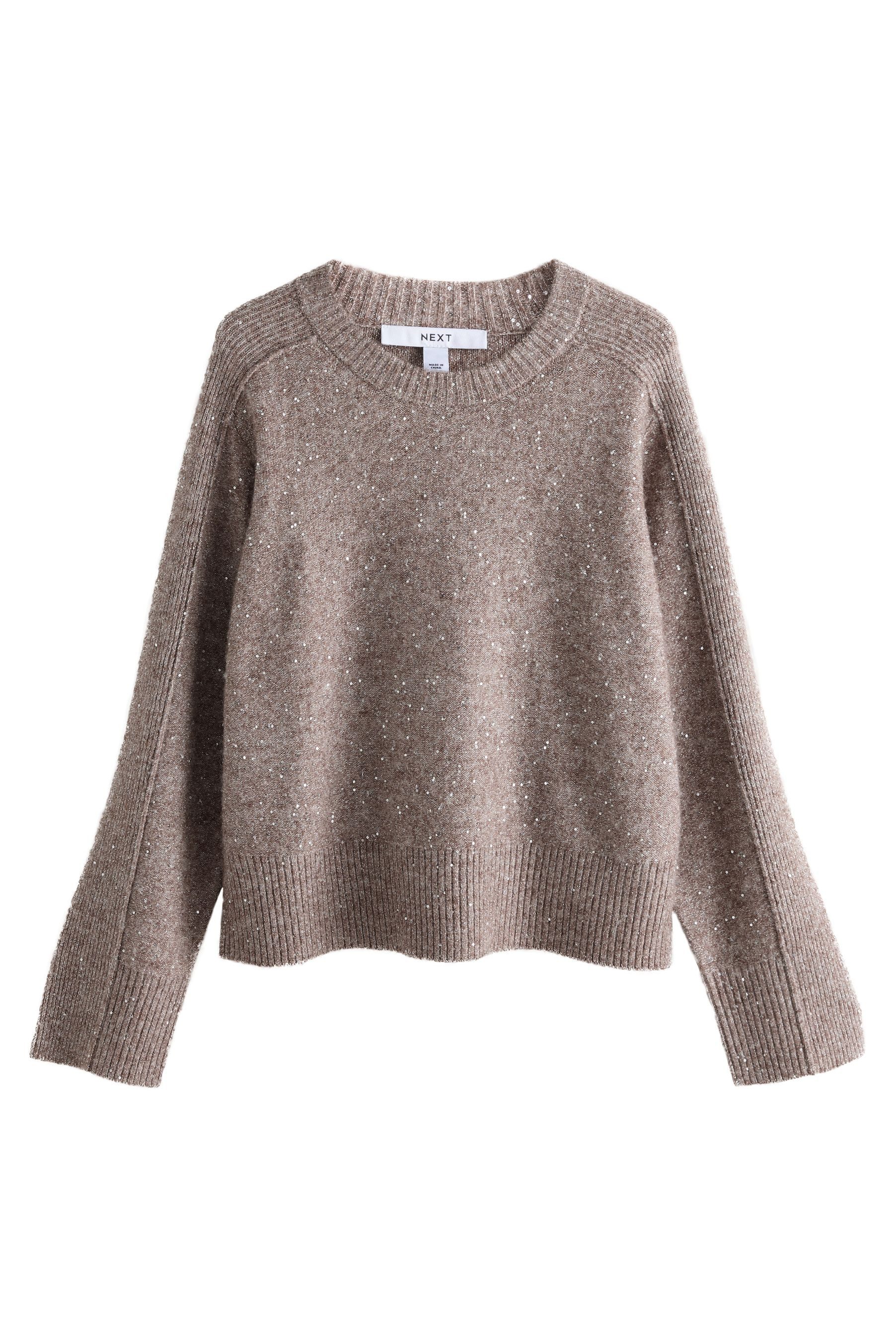 Rundhalspullover Gemusterter Strickpullover mit Rundhalsausschnitt