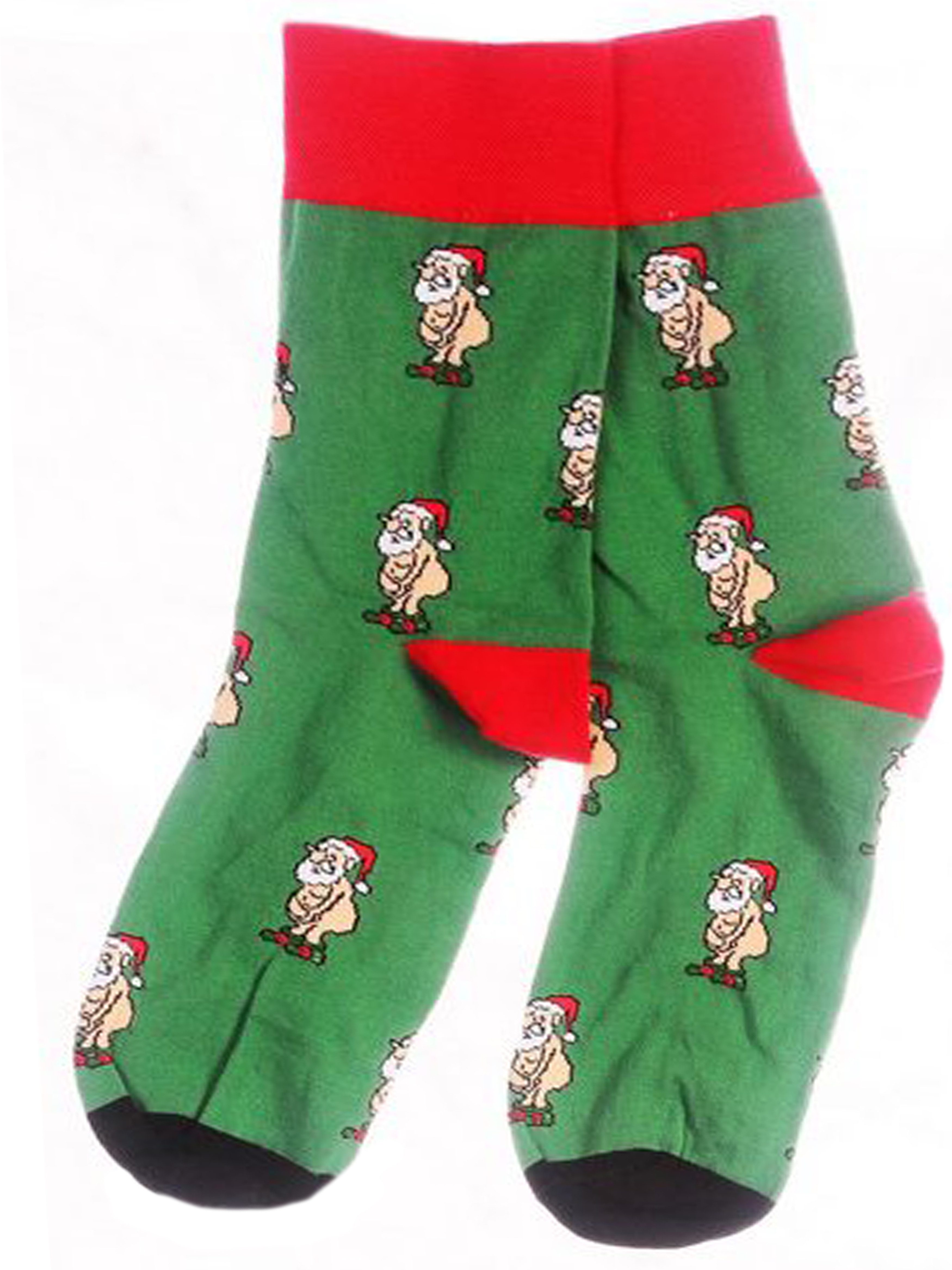 Martinex Socken 1 Paar Socken lustige Strümpfe Damen Herren Kinder Weihnachtssocken nahtlos, in Grün mit Santa Weihnachtsmann Motiv