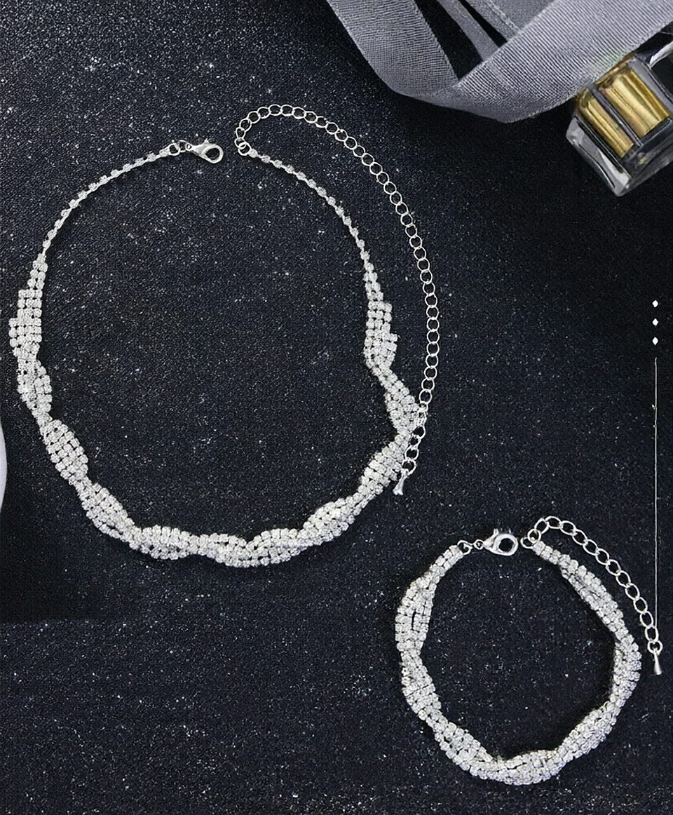 Coonoor Schmuckset Damen Schmuckset 2-teilig, Braut Strass Schmuckset, (2-tlg), Armband Halskette, Hochzeitsschmuck Set