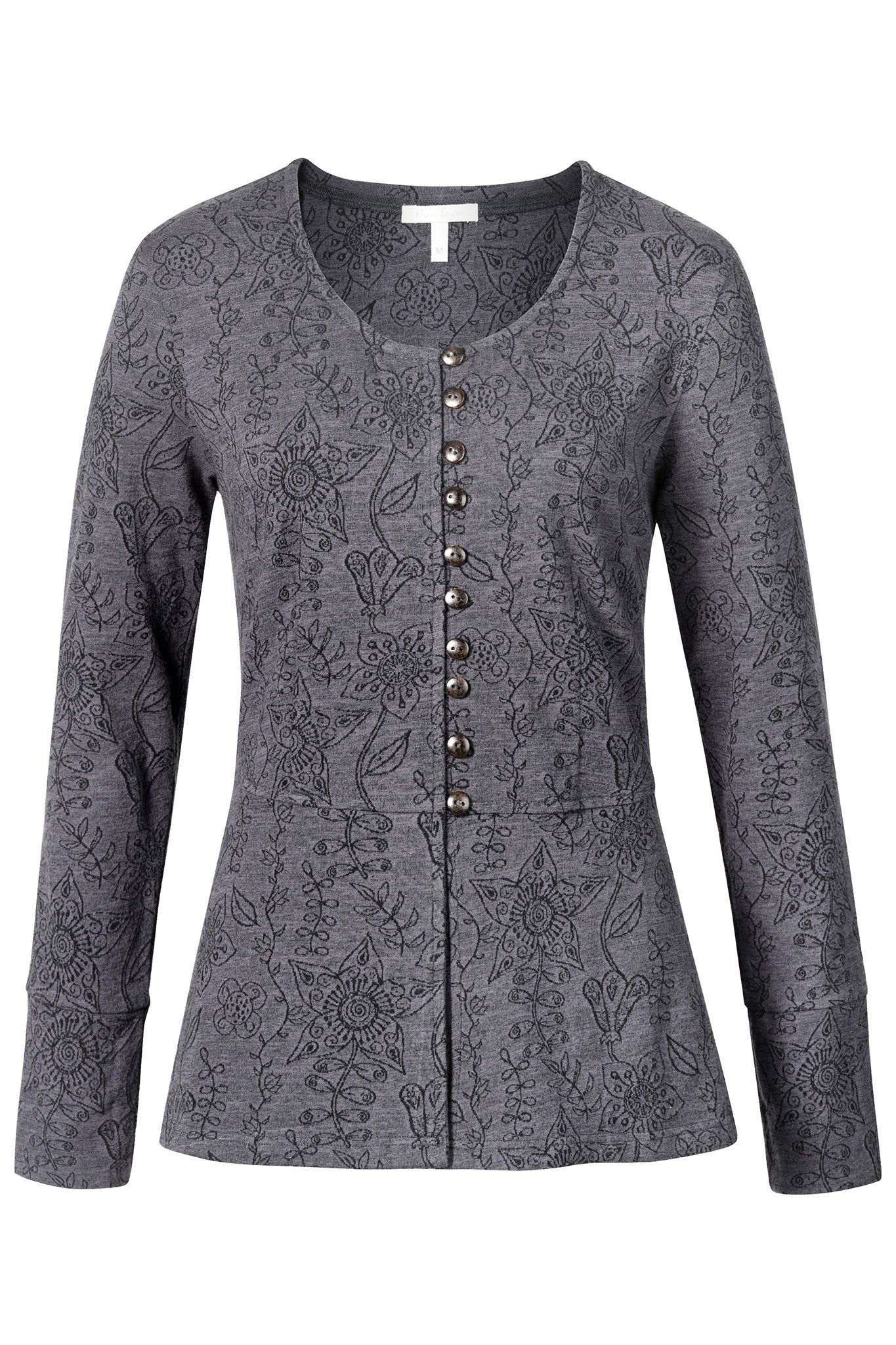 Cardigan Elegante Jerseyjacke Damen mit Jacquard-Muster aus Bio-Baumwolle