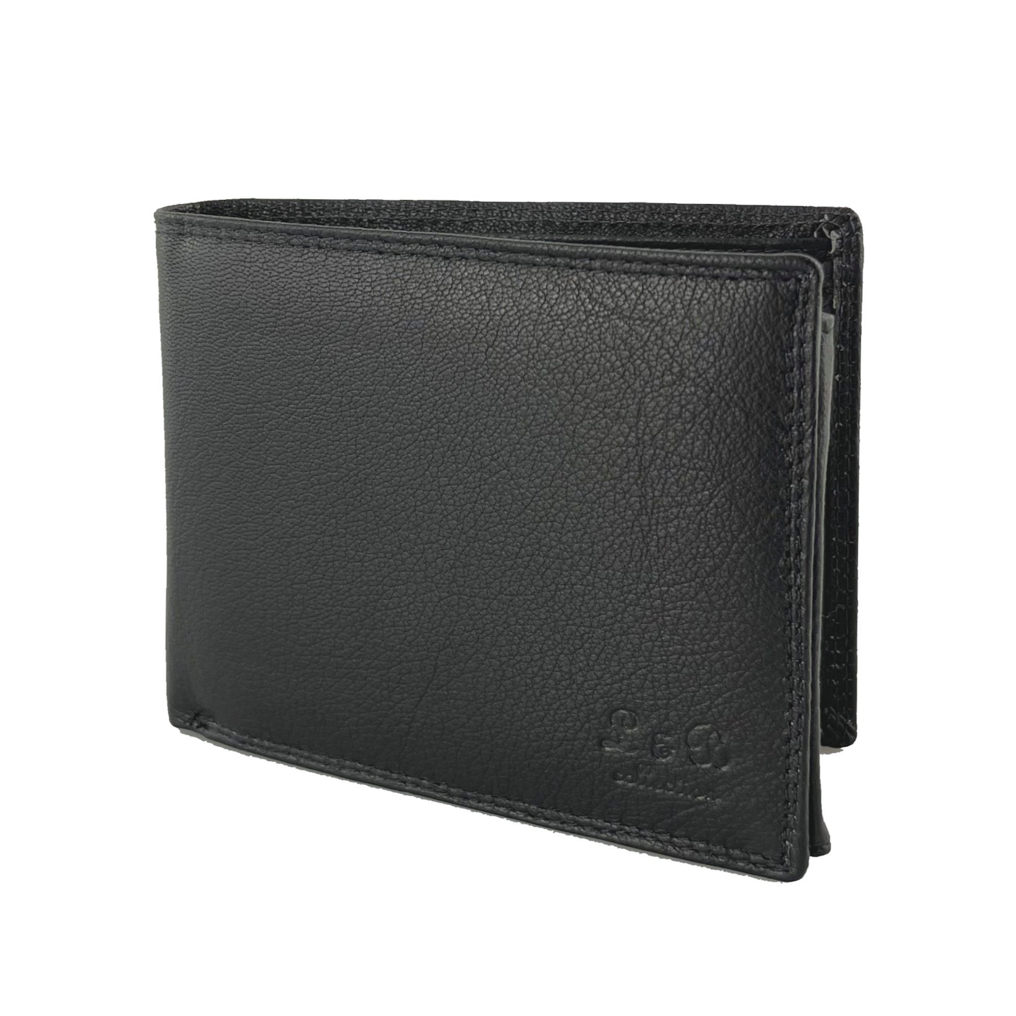 L&B Geldbörse Rindsleder Portemonnaie, integrierter RFID-Schutz >2339< Geldbeutel, Druckknopffach & Reißverschlussfach