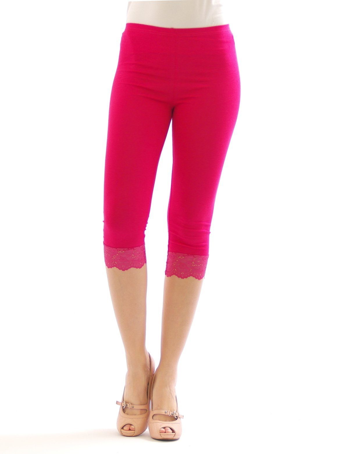 SYS 3/4-Leggings Capri 3/4 Leggings Spitze Leggins hauteng Damen PINK