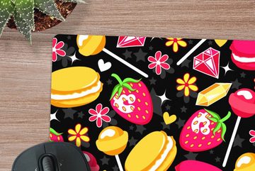 MuchoWow Gaming Mauspad Süßigkeiten - Muster - Erdbeere (1-St), Mousepad mit Rutschfester Unterseite, Gaming, 40x40 cm, XXL, Großes