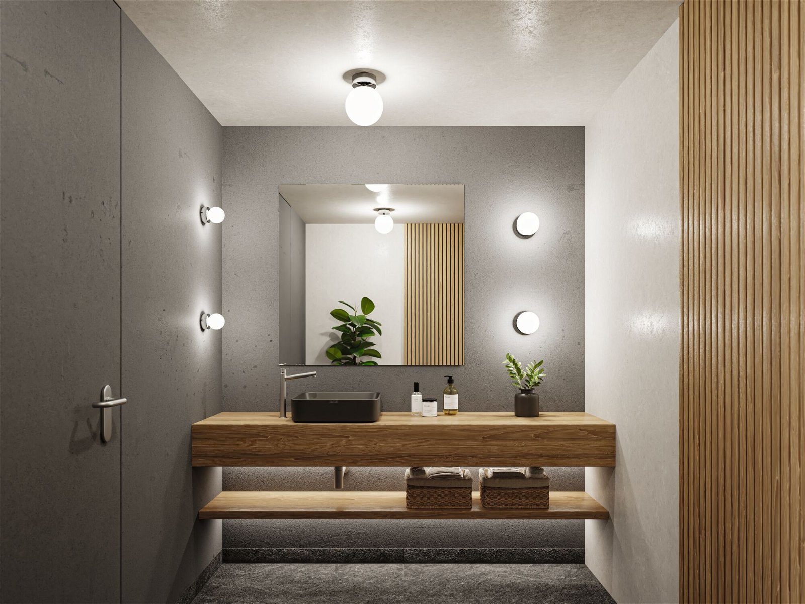 Gove Bathroom fest IP44 Satin/Chrom 3000K LED Glas/Metall, 9W Warmweiß Paulmann LED Deckenleuchte integriert, Selection