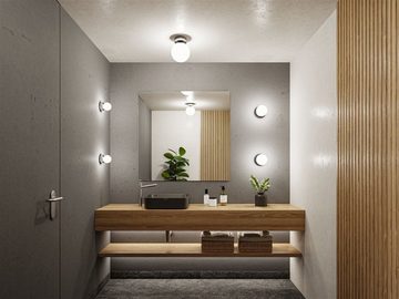 Paulmann LED Deckenleuchte Selection Bathroom Gove IP44 3000K 9W Satin, Glas/Metall, LED fest integriert, Warmweiß