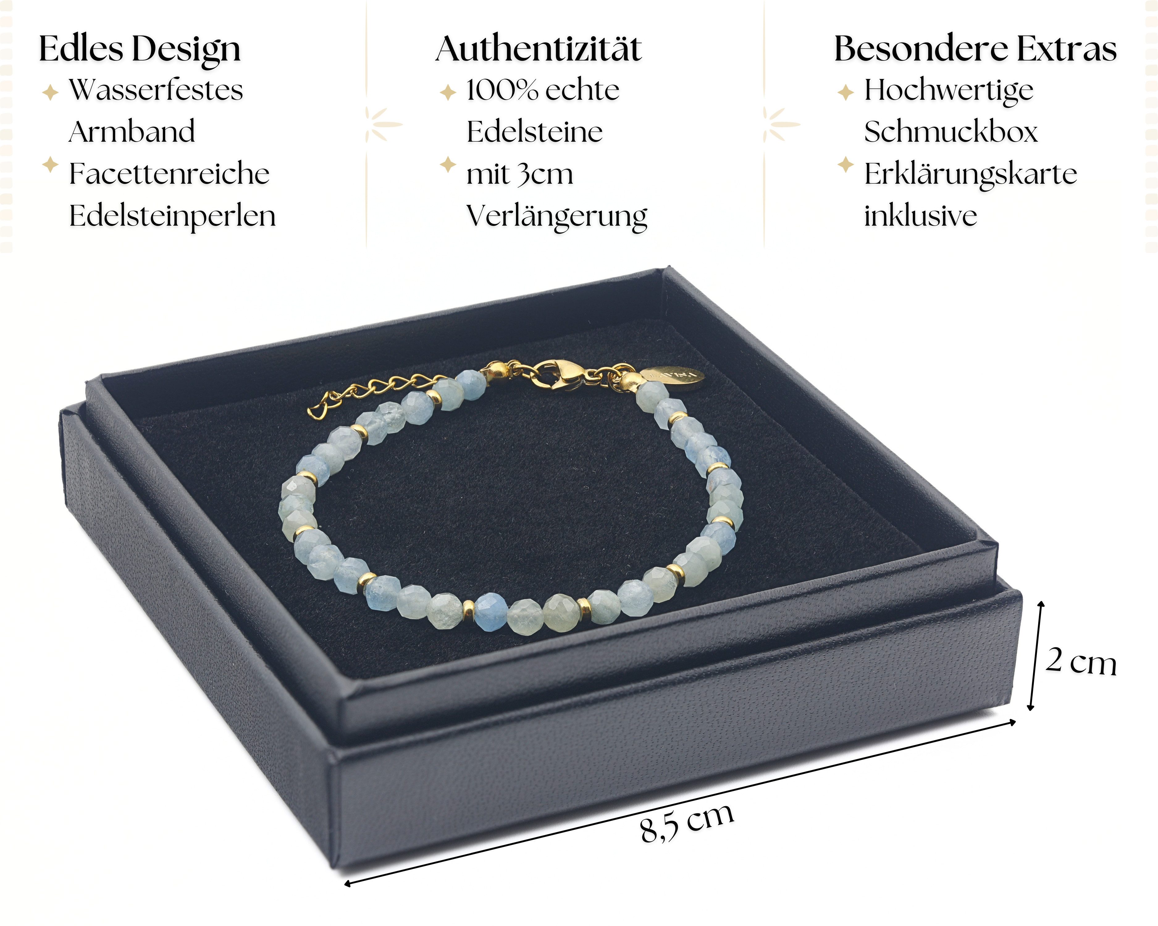LAVISA Armband Edelstein Armband - 4mm Naturstein Perlen Granat – Bild 4 von 5
