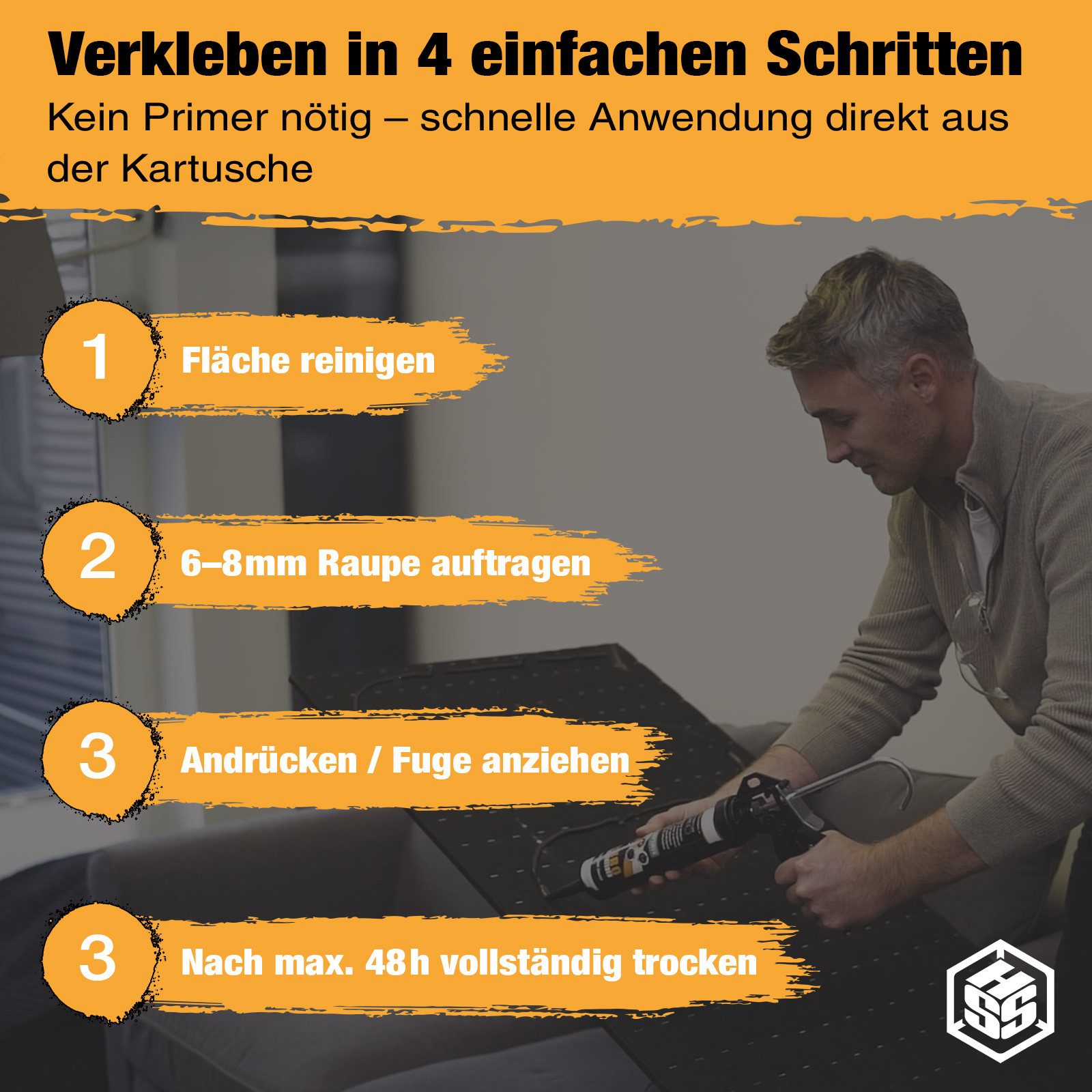 Hanse Syntec Systems Montagekleber TURBO, High Tack MS Polymer, 600 kg/m², Innen, Außen, alle Materialien, Witterungsbeständig,elastisch, geruchsarm, überstreichbar
