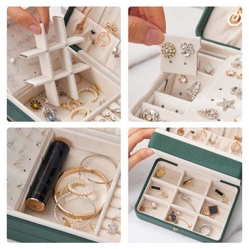 FIDDY Schmuckkassette Schmuckaufbewahrung für Mädchen und Damen, Schmuckkästchen Reise. (1 St), Jewelry Box Aufbewahrung Ohrringe, Armreifen, Ohrstecker, 3-Lagige