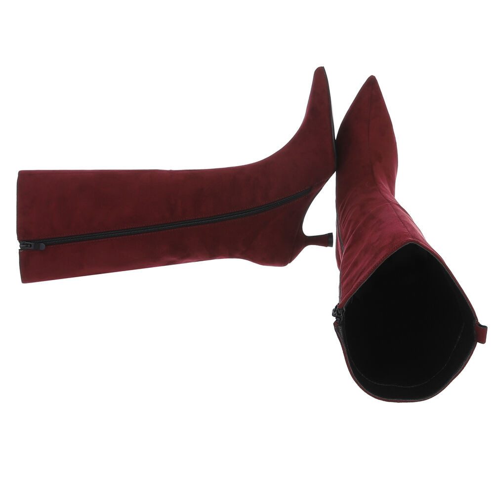 Ital-Design Elegante Damen-Stiefel mit Stiletto und Details Stiefel (90503066) Pfennig-/Stilettoabsatz Stiefel in Weinrot