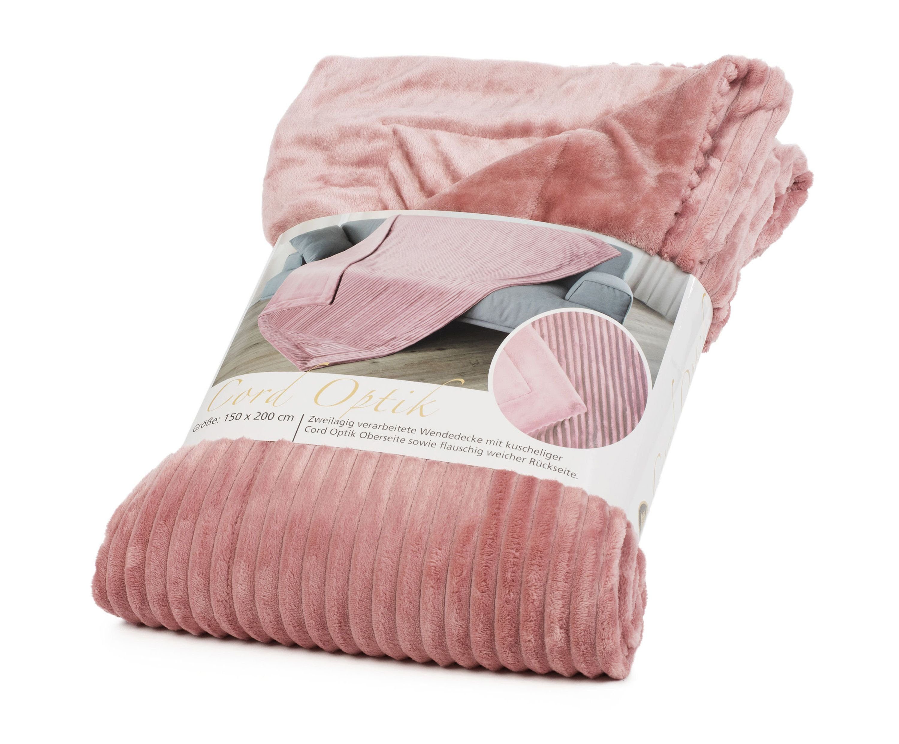 Wohndecke GÖZZE Wohndecke Cord BL 150x200 cm rosa Decke Kuscheldecke Sofade günstig online kaufen