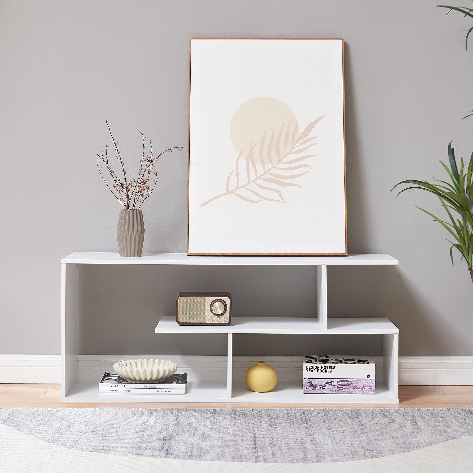 en.casa TV-Regal, »Anän« offen 100 x 30 x 42 cm Weiß günstig online kaufen