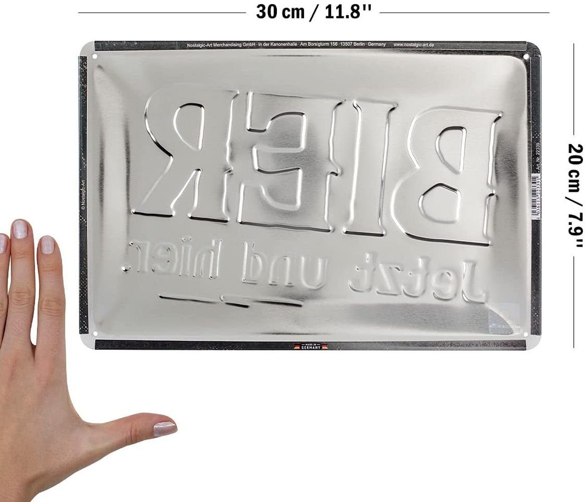 Nostalgic-Art Metallschild Blechschild 20 x 30cm - Open Bar - SONDEREDITION - Bier jetzt und hier