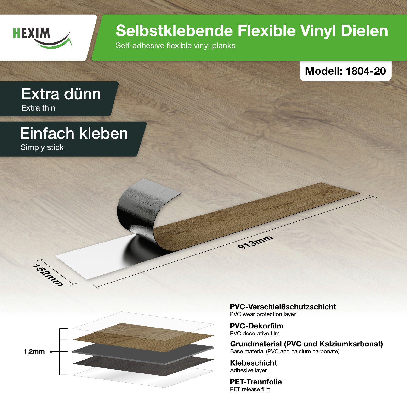 Hexim Vinylboden, Vinyldielen 0,97m² selbstklebend PVC Wandverkleidung Bode günstig online kaufen