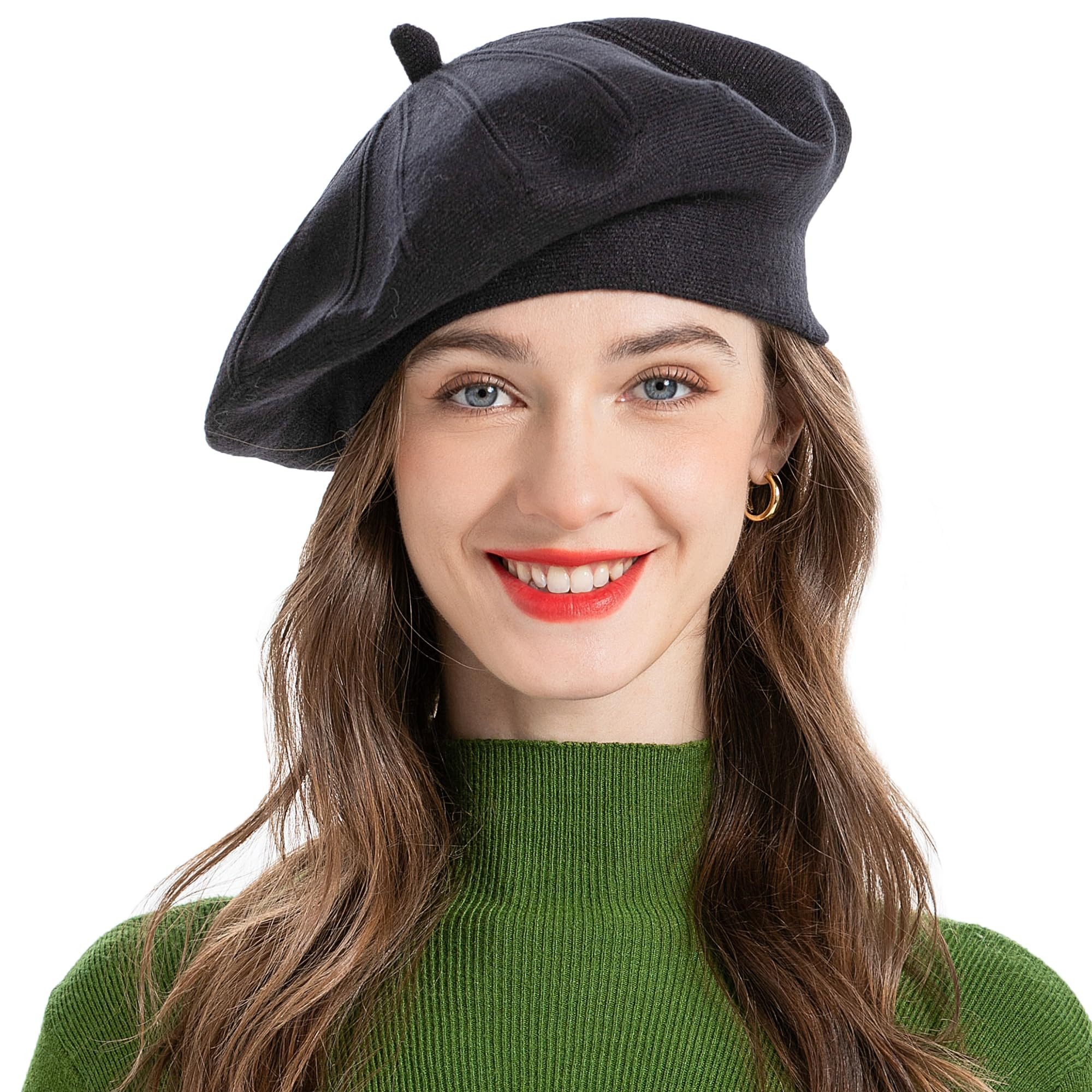 Zaewry Baskenmütze Damen,Weich Klassisch Einfarbig Französischer Stil Barett Retro Barett Künstler Klassische für Mädchen und Frauen