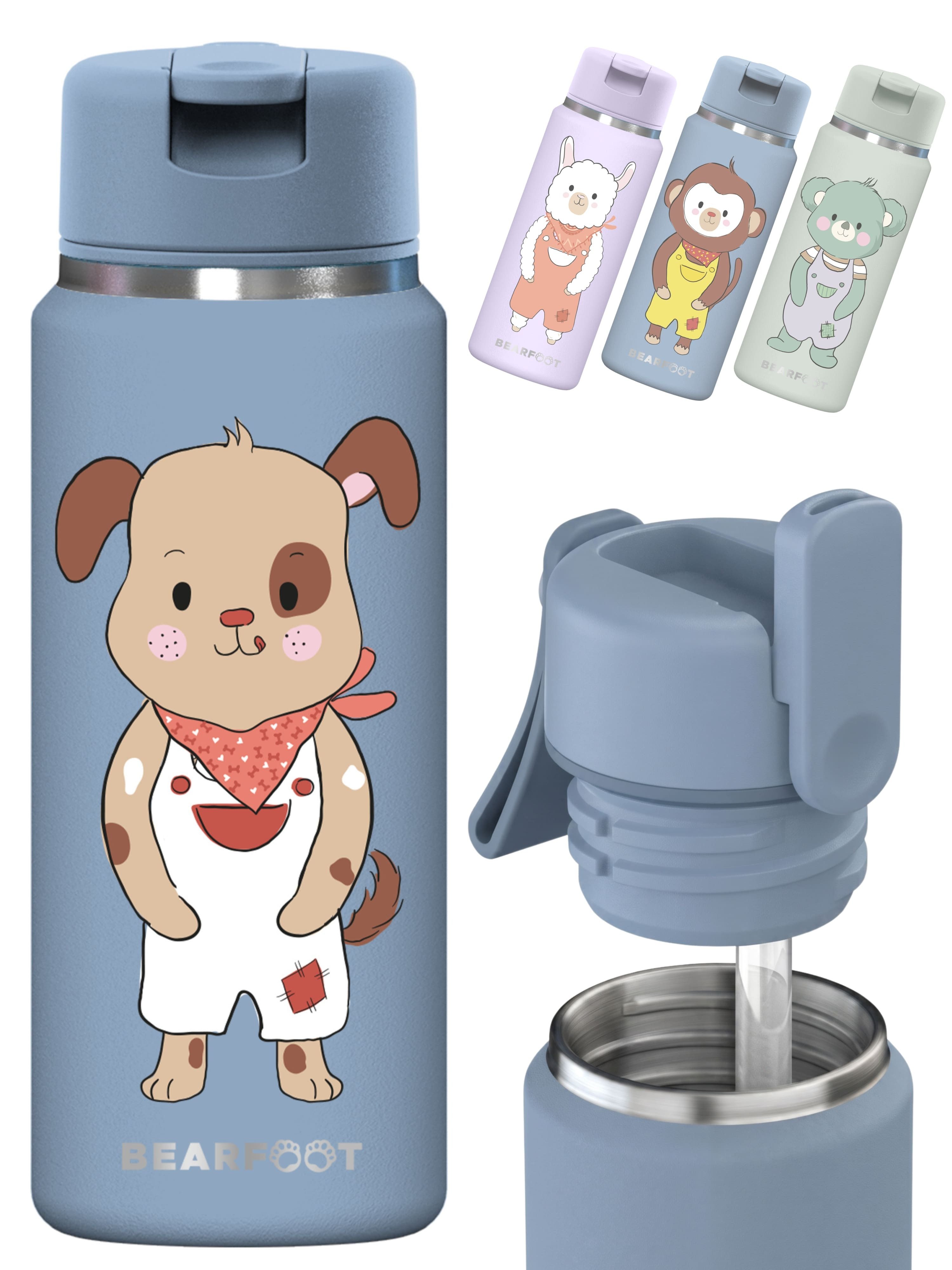 BEARFOOT Trinkflasche TINY Thermo Kinder Trinkflasche Edelstahl - Hund blau, Thermosflasche, auslaufsicher, Edelstahl, Kinderflasche, BPA-frei