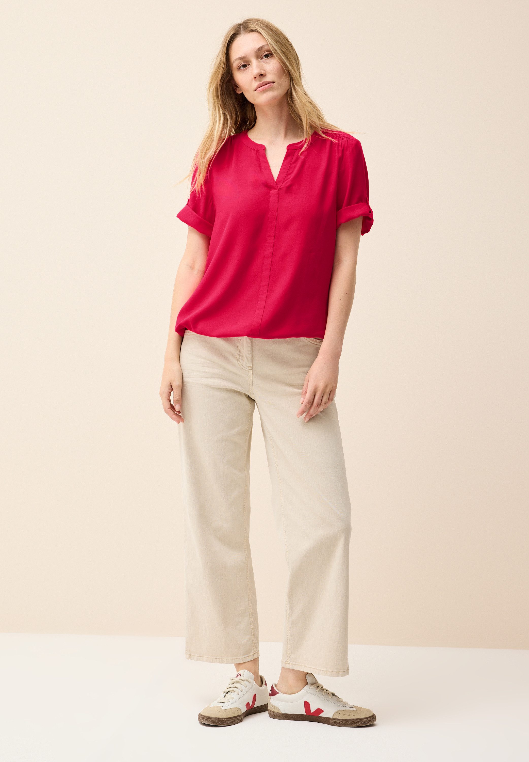 CECIL Kurzarmbluse mit Elastiksaum