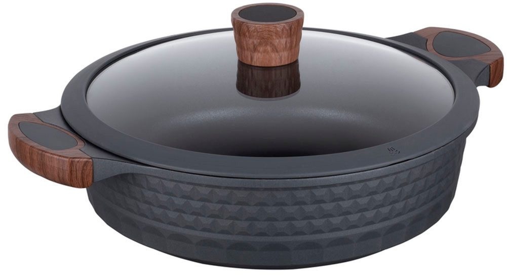 RESTO Kitchenware Kochtopf Capella, Schmortopf antihaftbeschichtet und spülmaschinenfest, Aluminiumguss (2-tlg), mit Glasdeckel und stoßdämpfendem Silikonrand, im Geschenkkarton