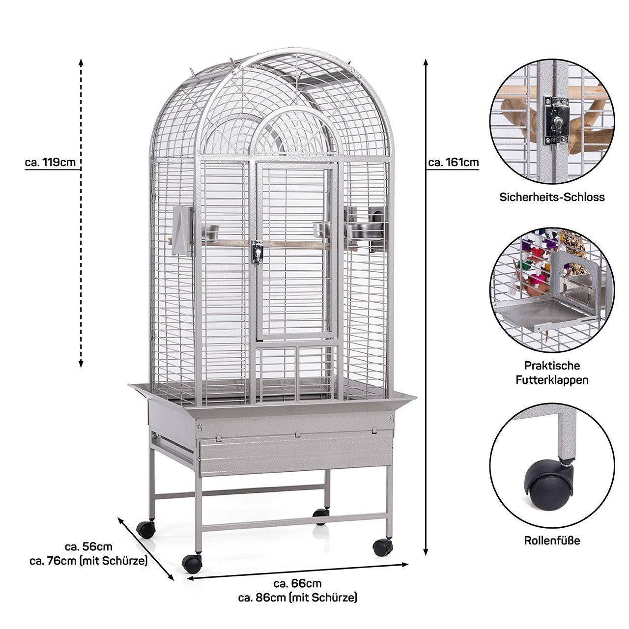 Montana Cages Vogelkäfig Haiti, Voliere, Käfig für Großsittiche und Papageien, ca. 86 x 76 x 161 cm