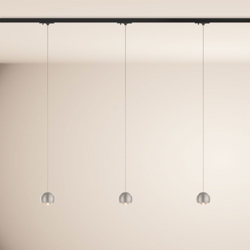 s.luce Pendelleuchte Beam LED 1-Phase-Schiene 200cm Esszimmerlampe Mitteleinsp. Aluminium, Warmweiß