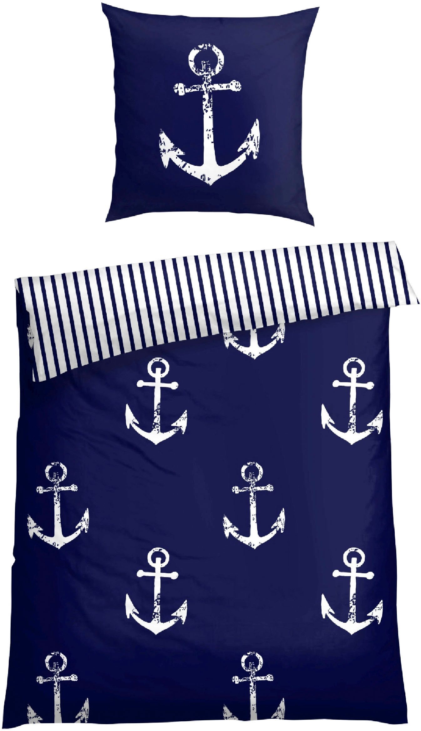 Schiesser Bettwäsche Marina, maritime Momente in frischer Farbkombination, Renforcé, 2 teilig, MADE IN GREEN by OEKO-TEX®