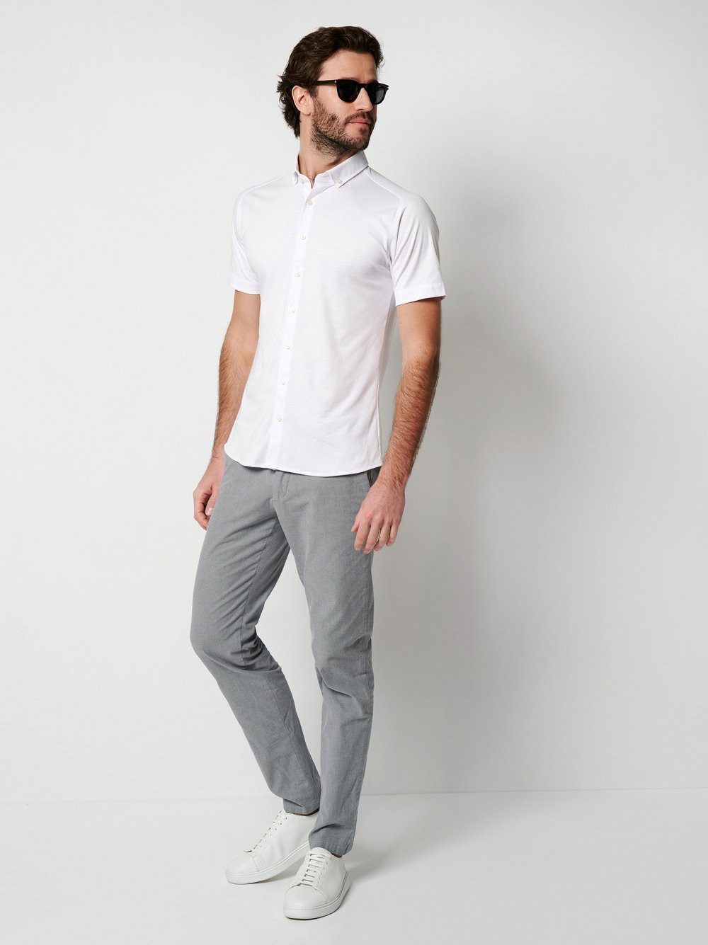 DESOTO Kurzarmhemd Jerseyhemd Casual Modern Button Down halbarm Flexibler Stretch