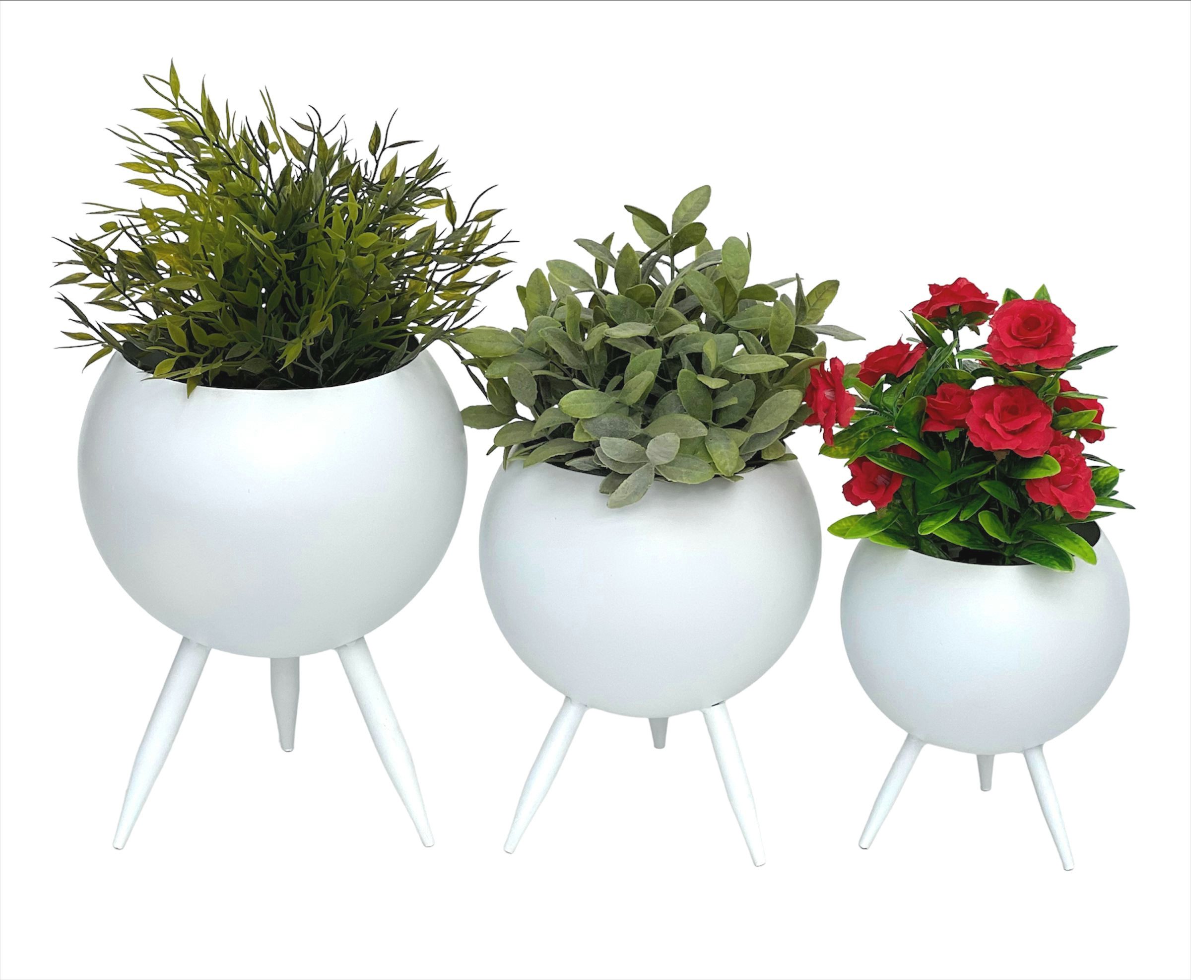 DanDiBo Blumenhocker Blumenhocker Metall mit Topf Weiß Blumenständer 3er Set Blumensäule