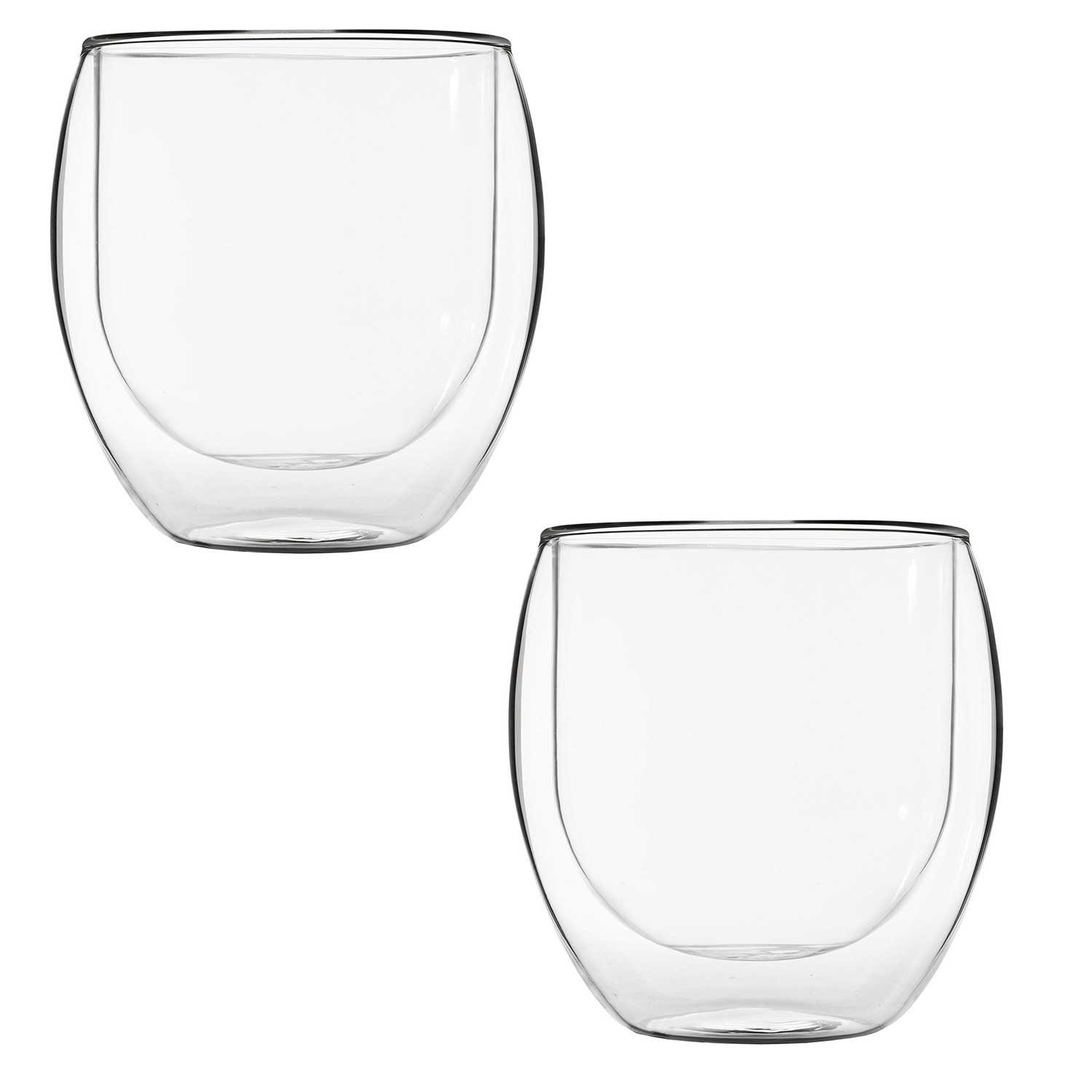 T24 Glas Gläser Set Doppelwandig 6 teilig Thermogläser-Set, 410 ml Wasserglas, Doppelwandiges Glas, Doppelwand, Für Heißgetränke geeignet, Spülmaschinenfest