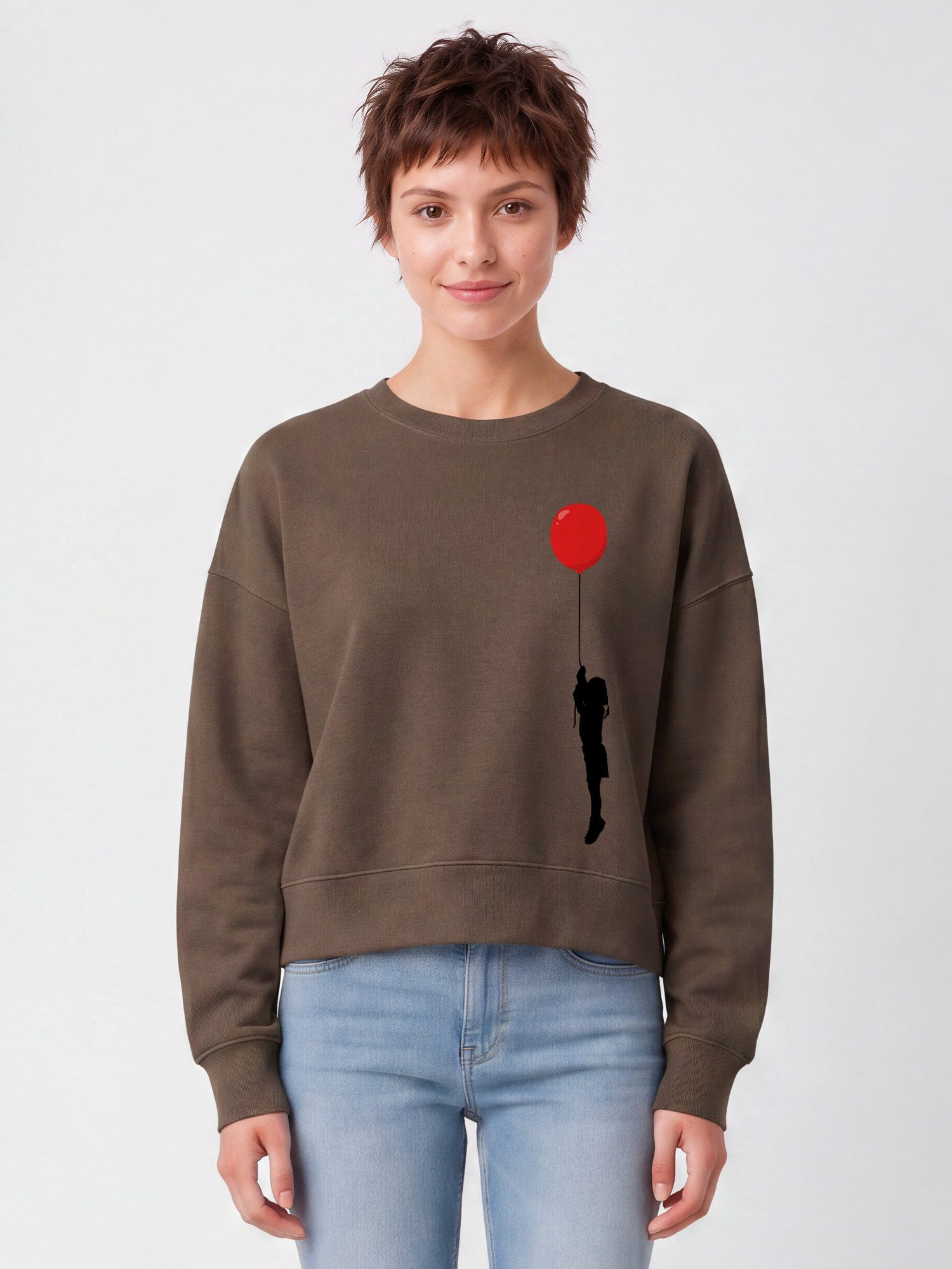 wat? Apparel Sweatshirt Mädchen mit Luftballon (print)