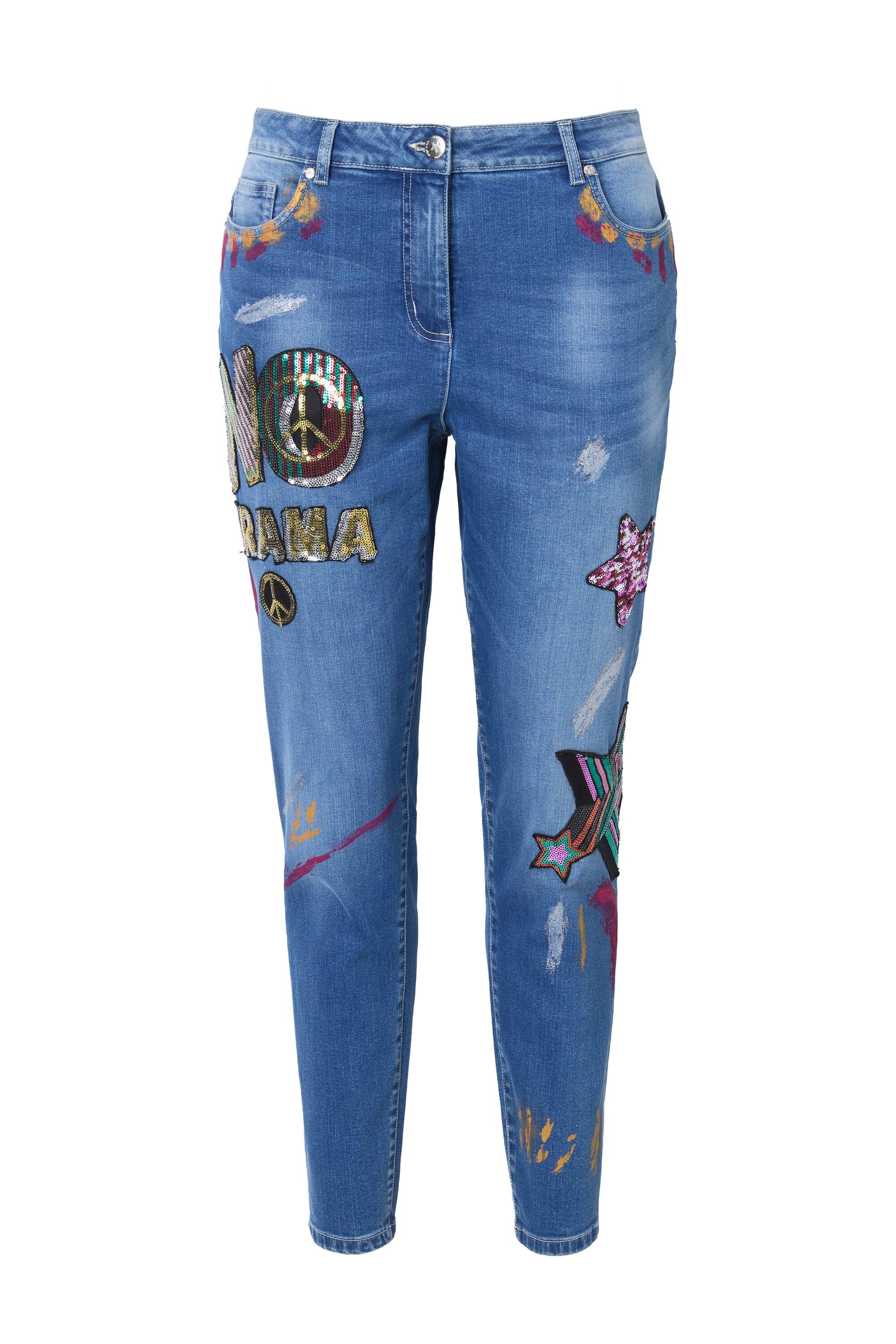 Regular-fit-Jeans Slim-Fit Jeans bequeme Passform Patches 5-Pocket