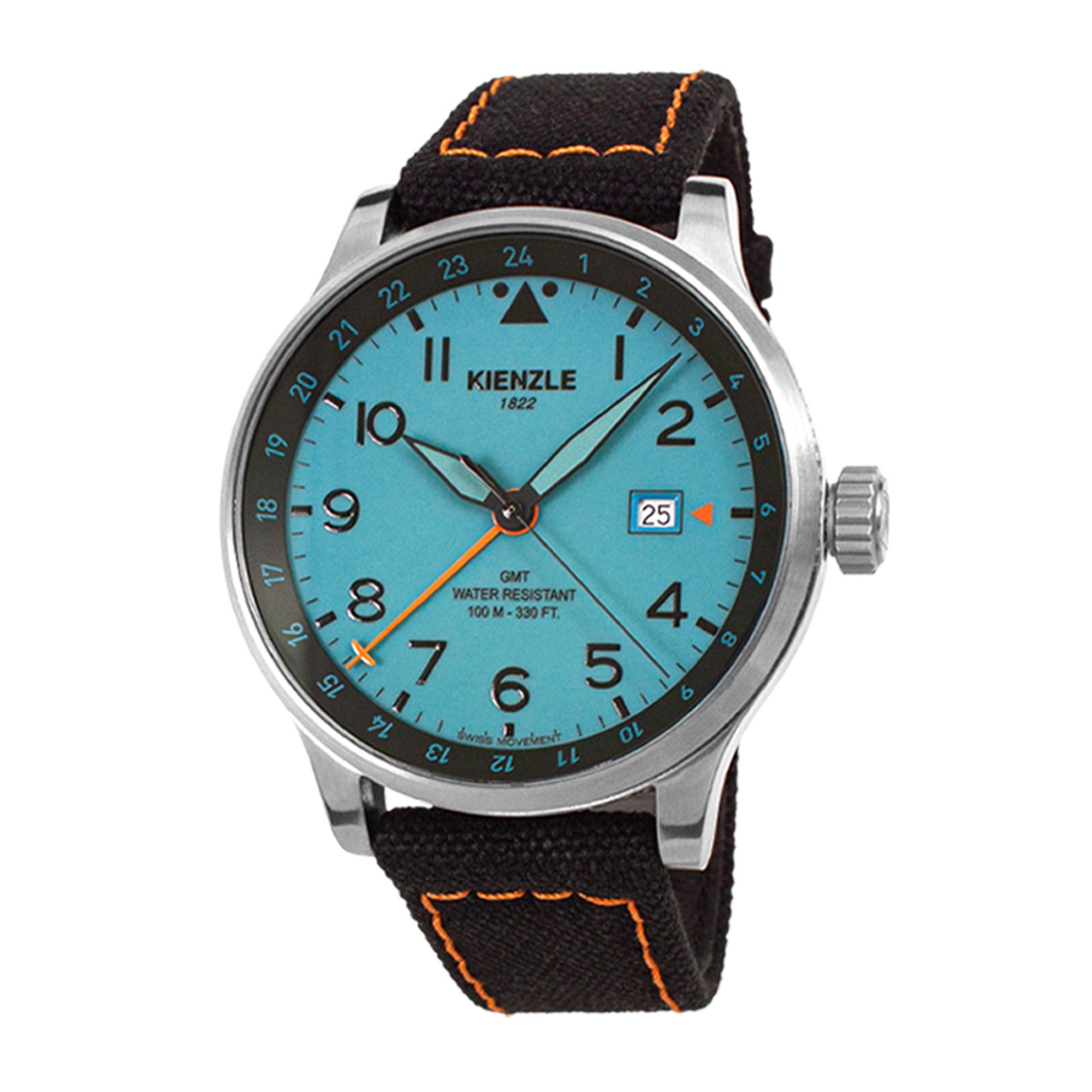 Kienzle Quarzuhr REISEN GMT Quarz Armbanduhr Edelstahl hellblau